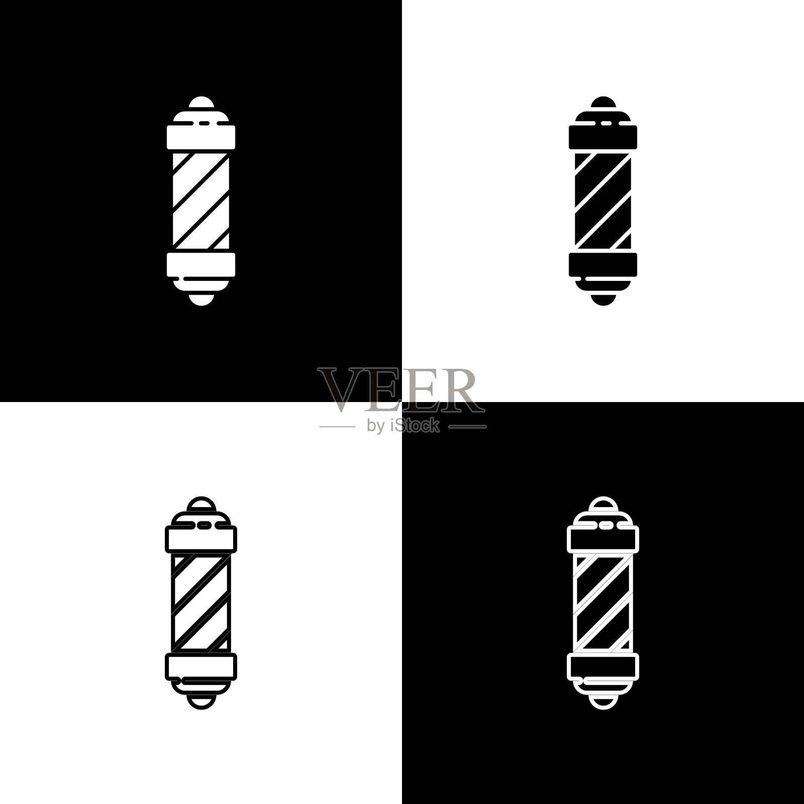 设经典理发店标杆图标孤立上图标素材