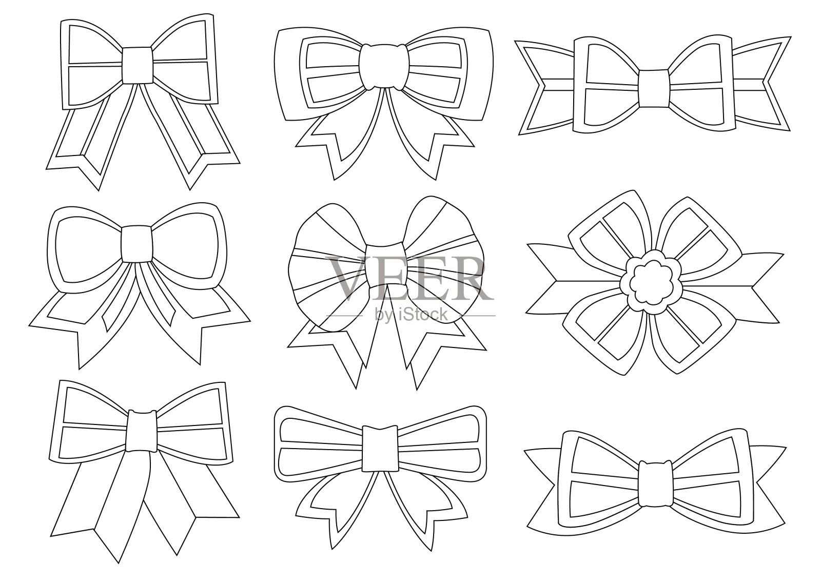 弓线设计黑白在白色背景上的插图矢量设计元素图片