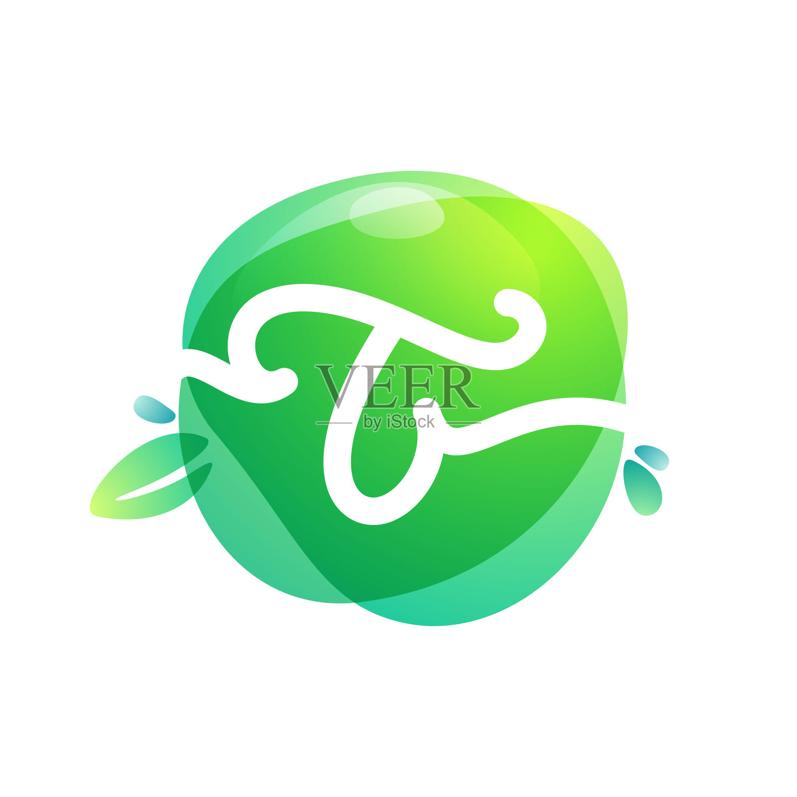 向量绿色环保字母T标志。插画图片素材