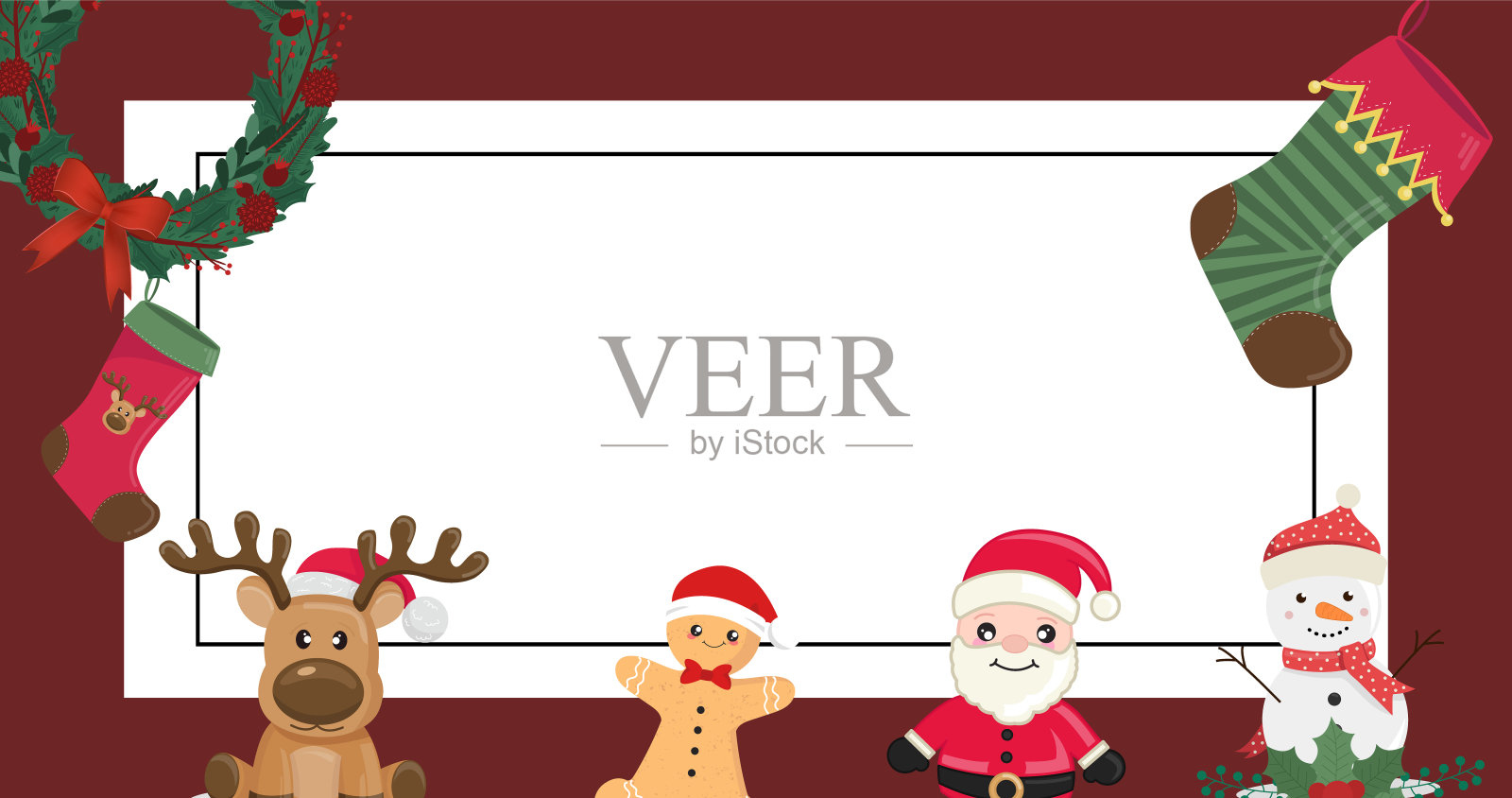 可爱圣诞帧矢量插画图片素材