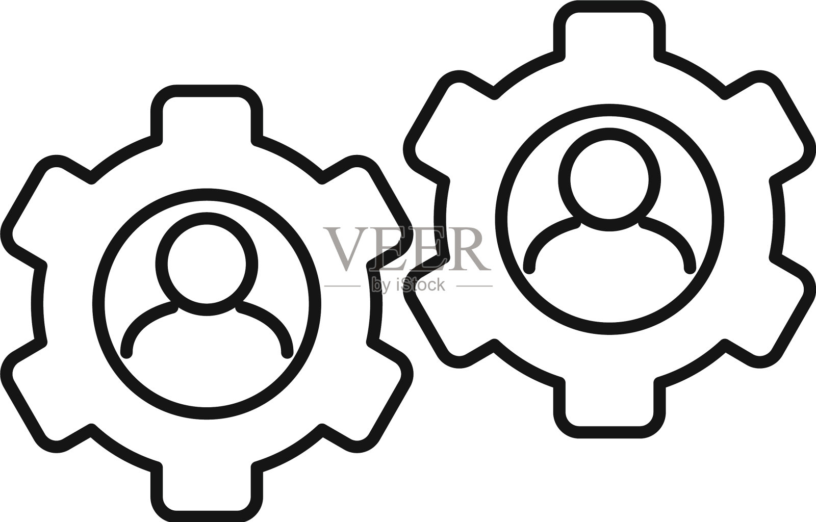 齿轮系统协作图标轮廓风格图标素材