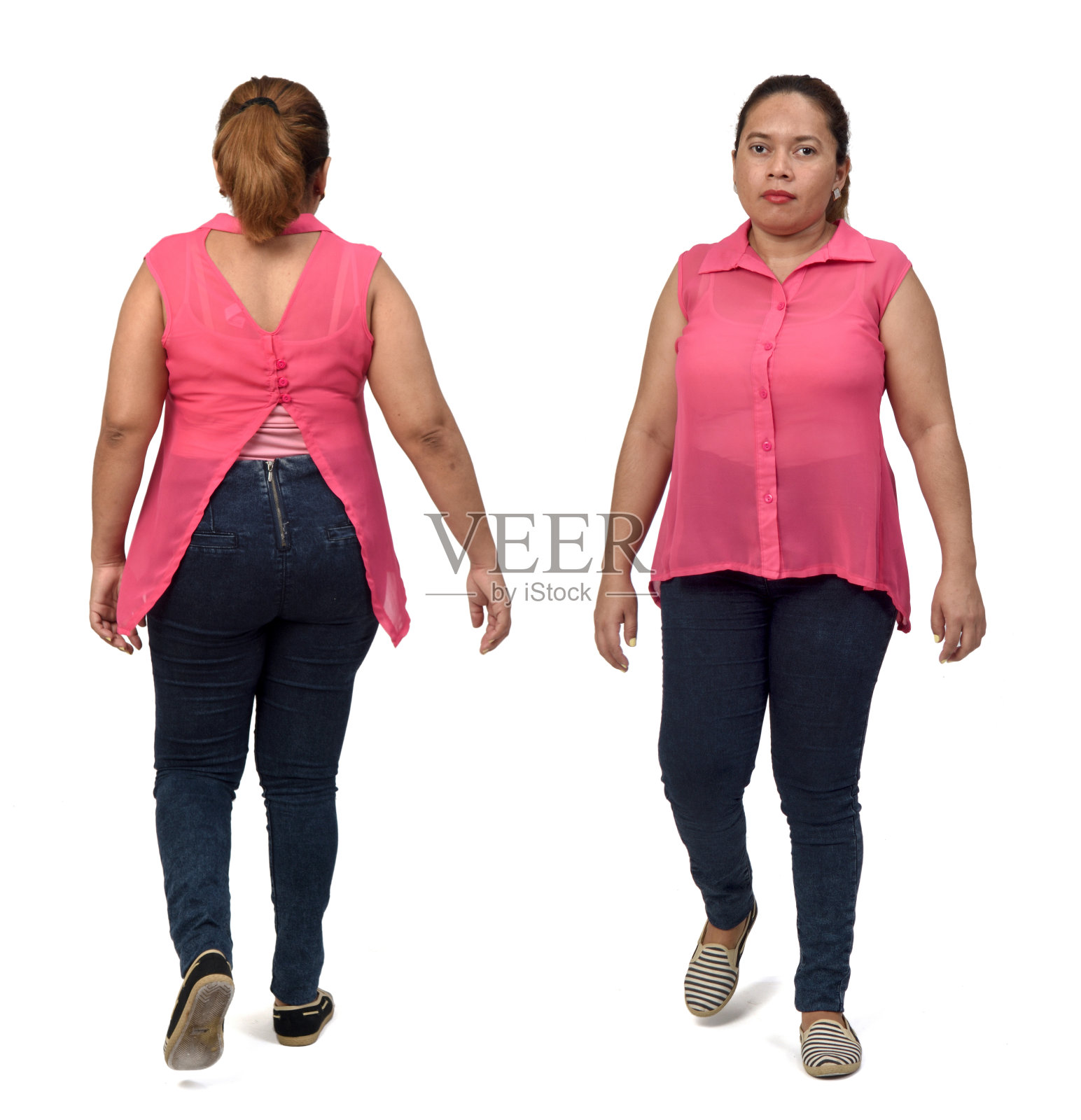 白色背景上的拉丁妇女肖像照片摄影图片