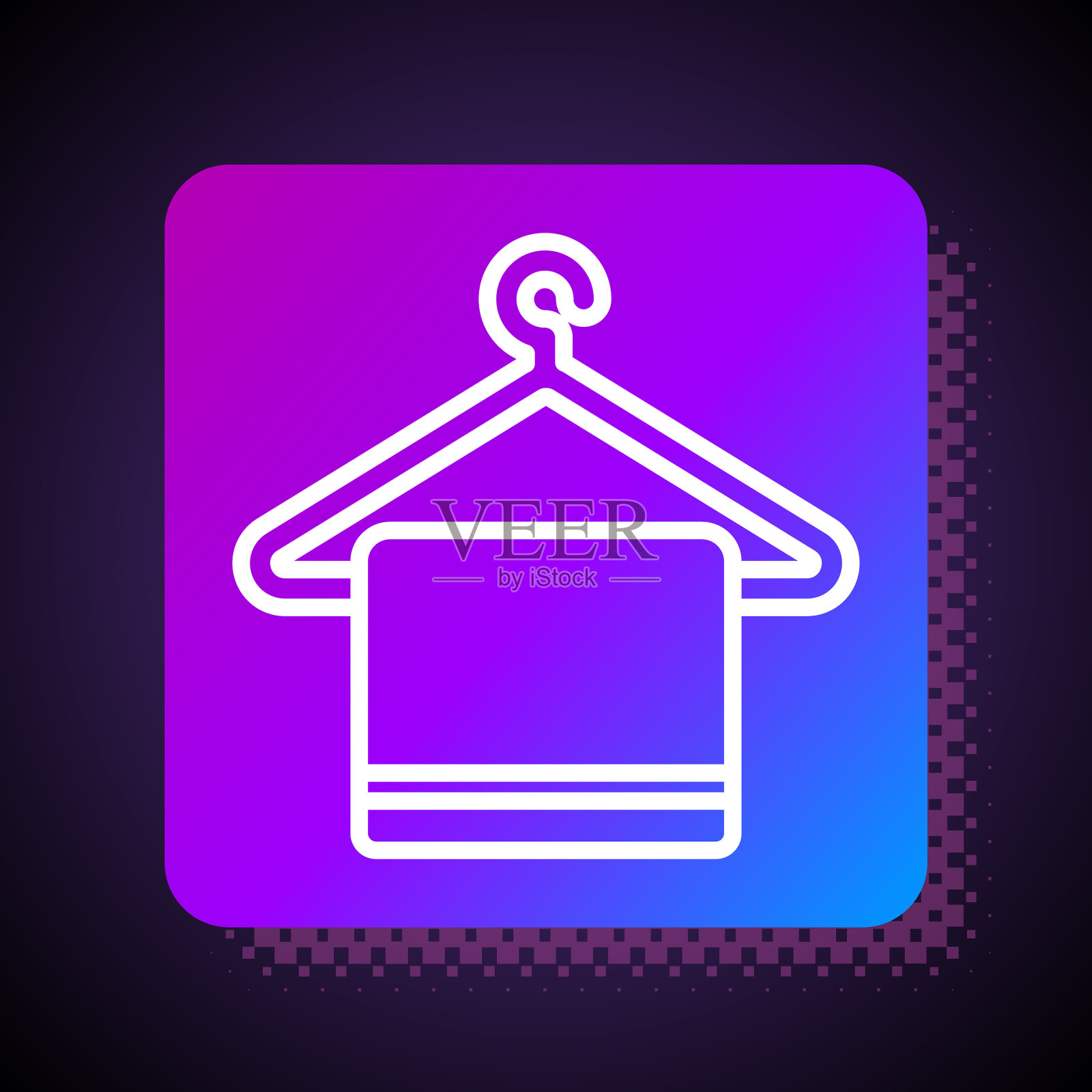 白线毛巾挂在衣架上图标孤立插画图片素材