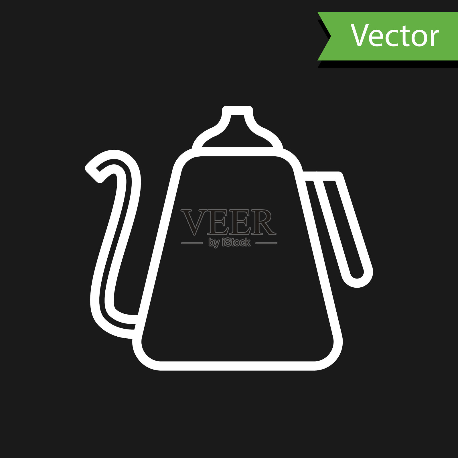 白色线水壶与手柄图标隔离插画图片素材