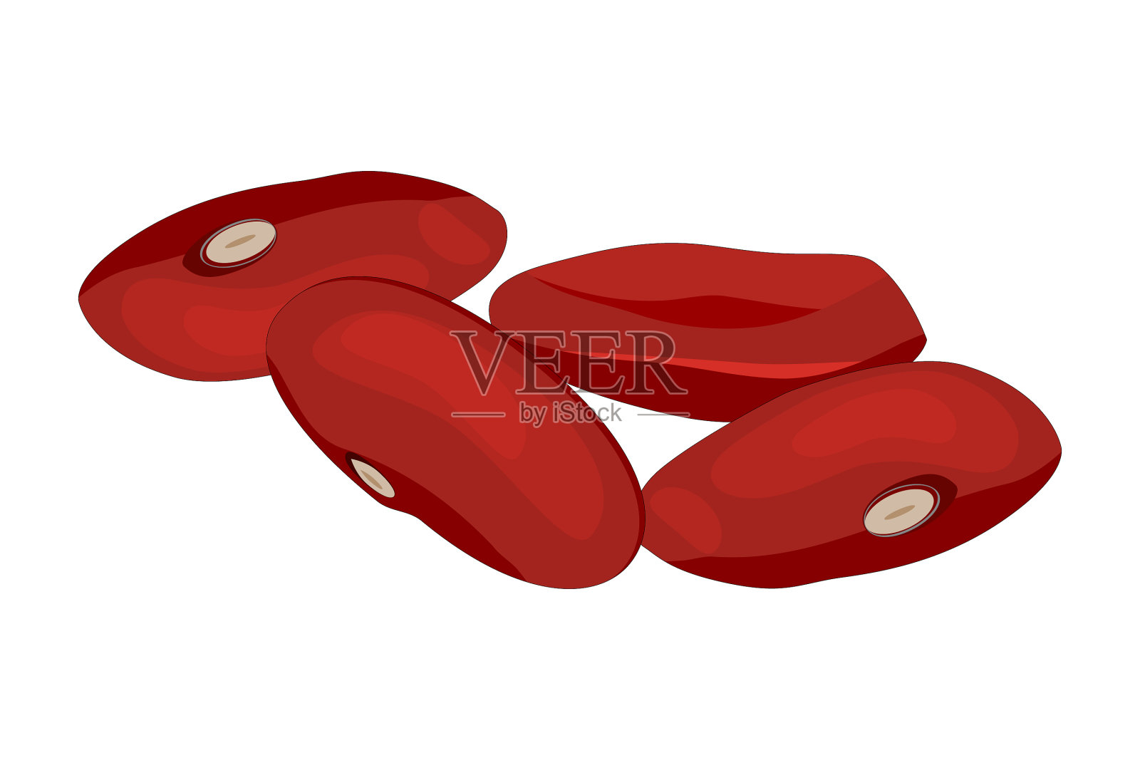 白底上孤立的红豆插画图片素材