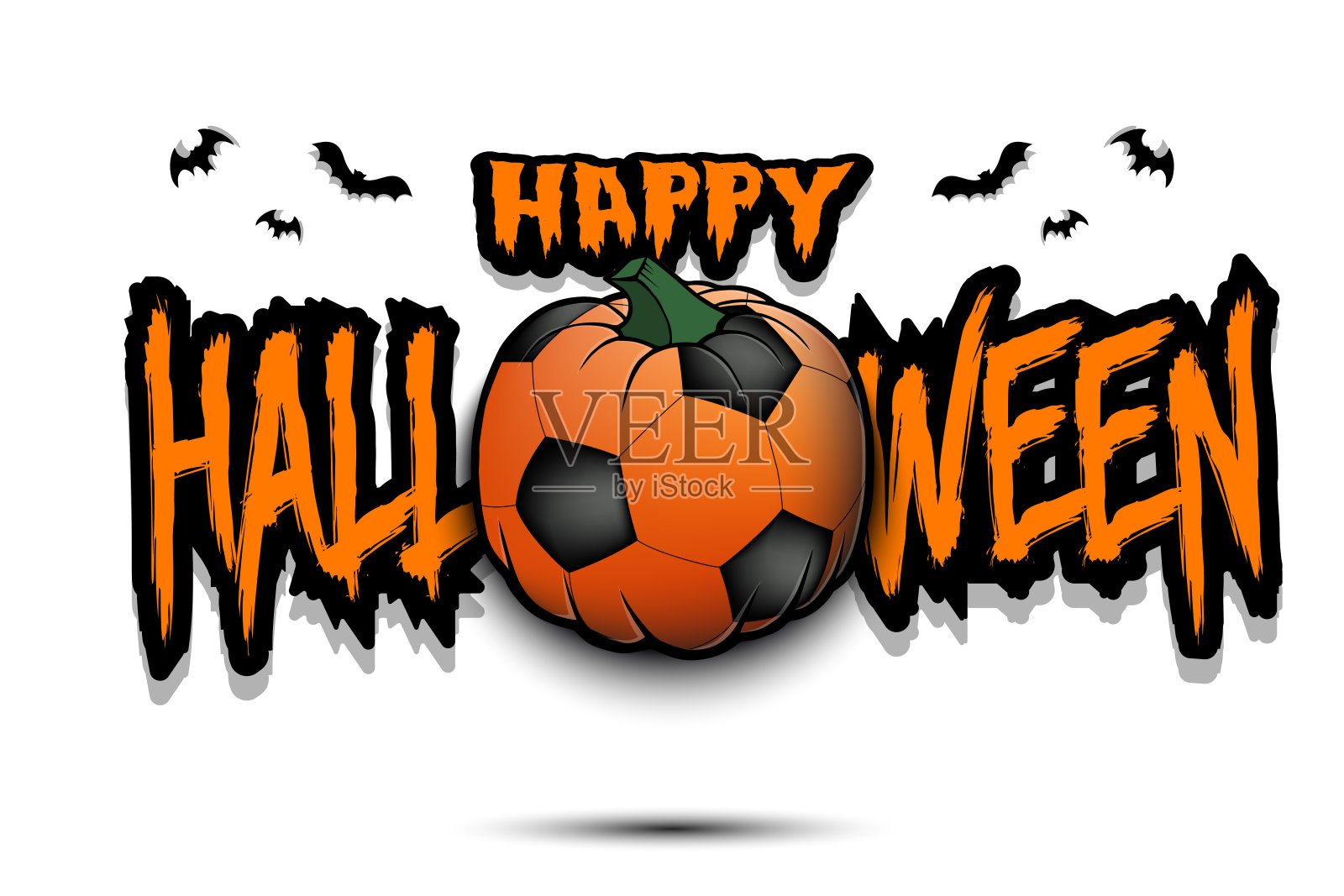 万圣节快乐。足球南瓜插画图片素材