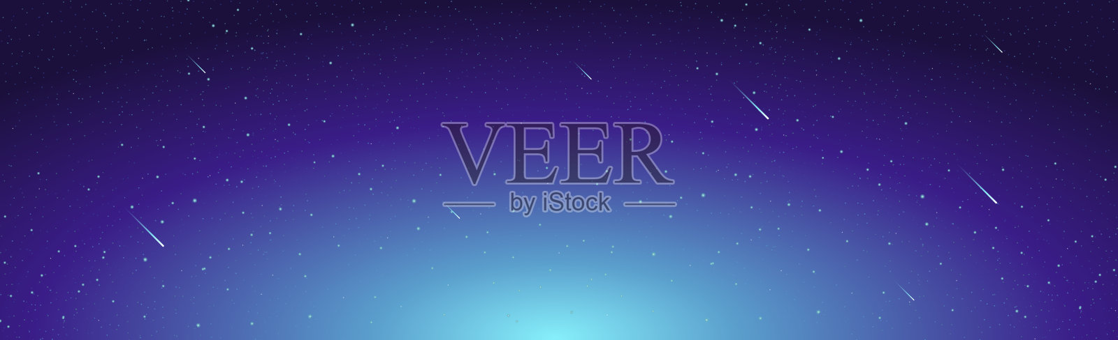 繁星点点的天空和飞翔的彗星插画图片素材