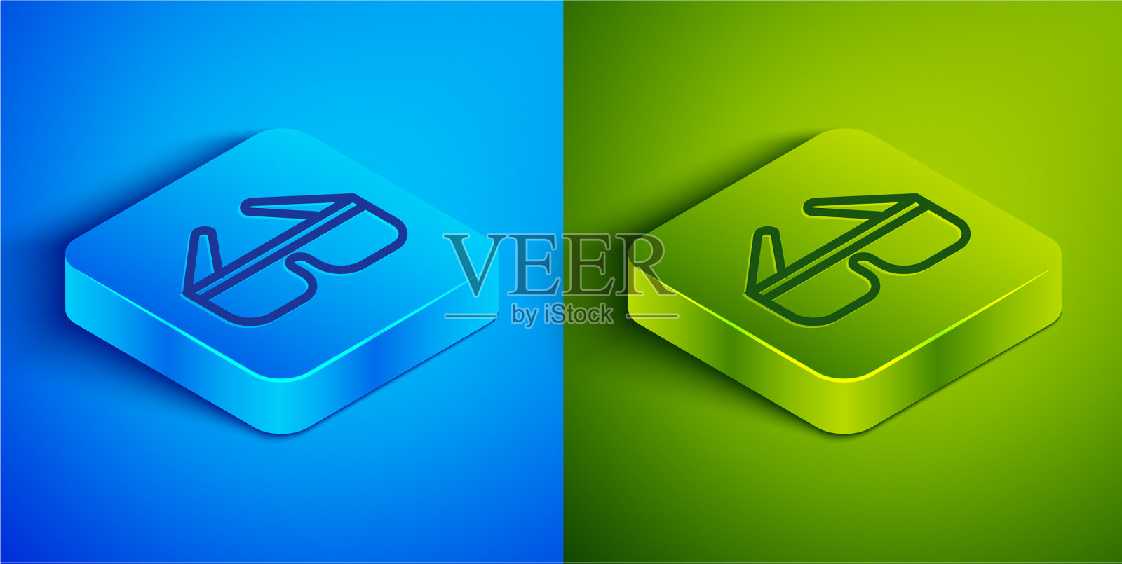 等距线3d电影眼镜图标孤立上图标素材