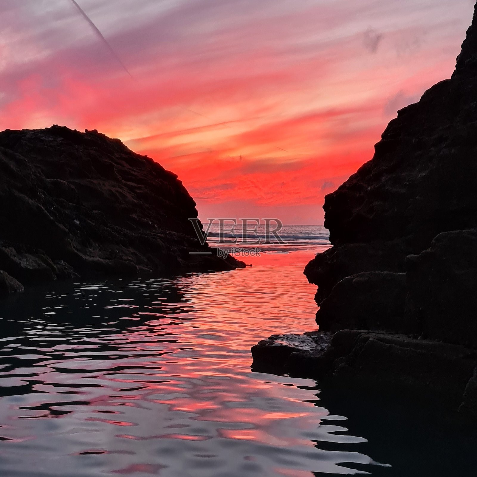 Gwithian日落时照片摄影图片