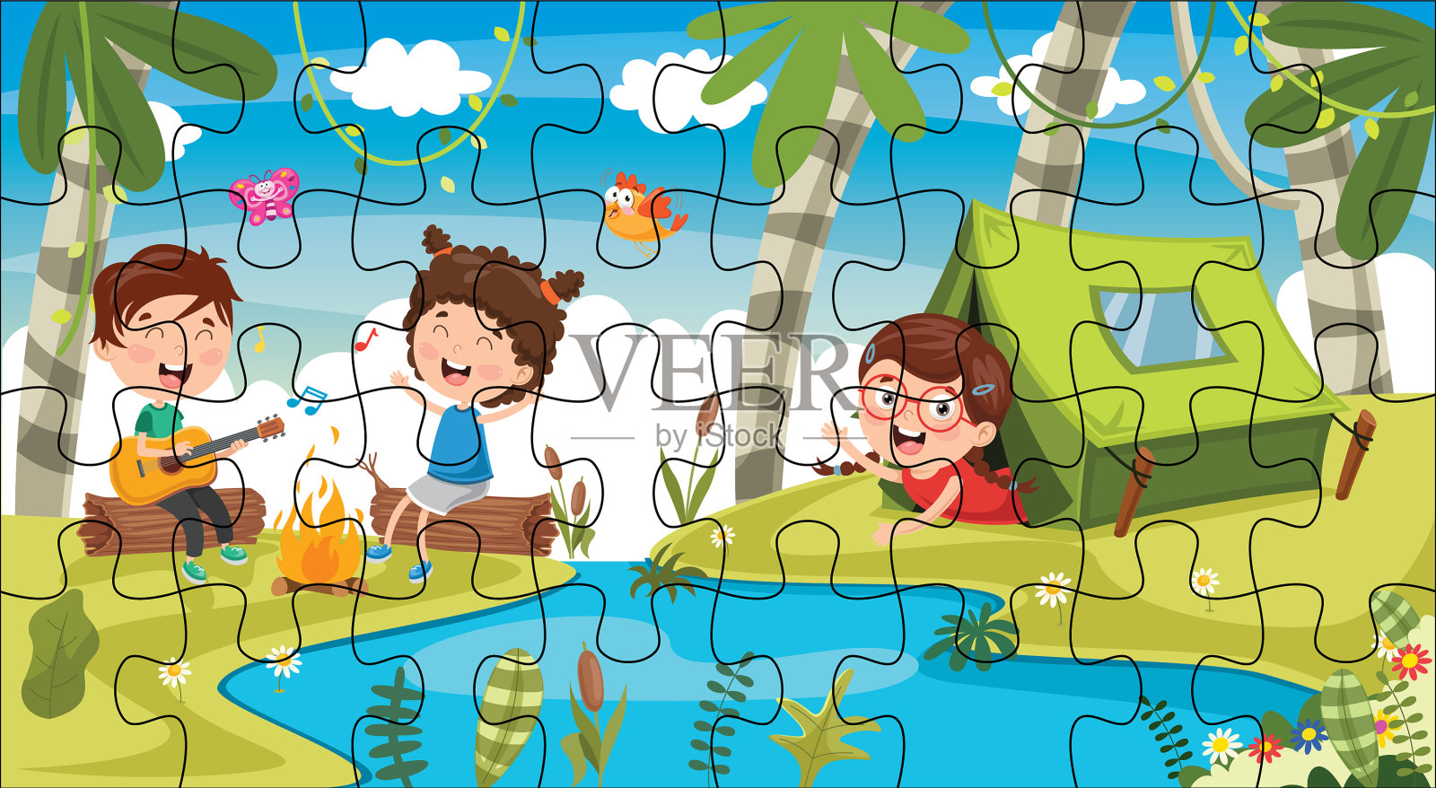 面向媒体的益智游戏插画图片素材