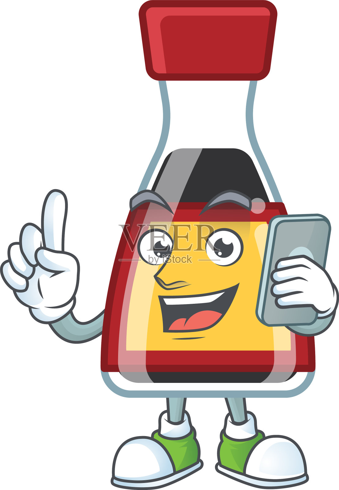 可爱的设计说亚洲酱打电话插画图片素材