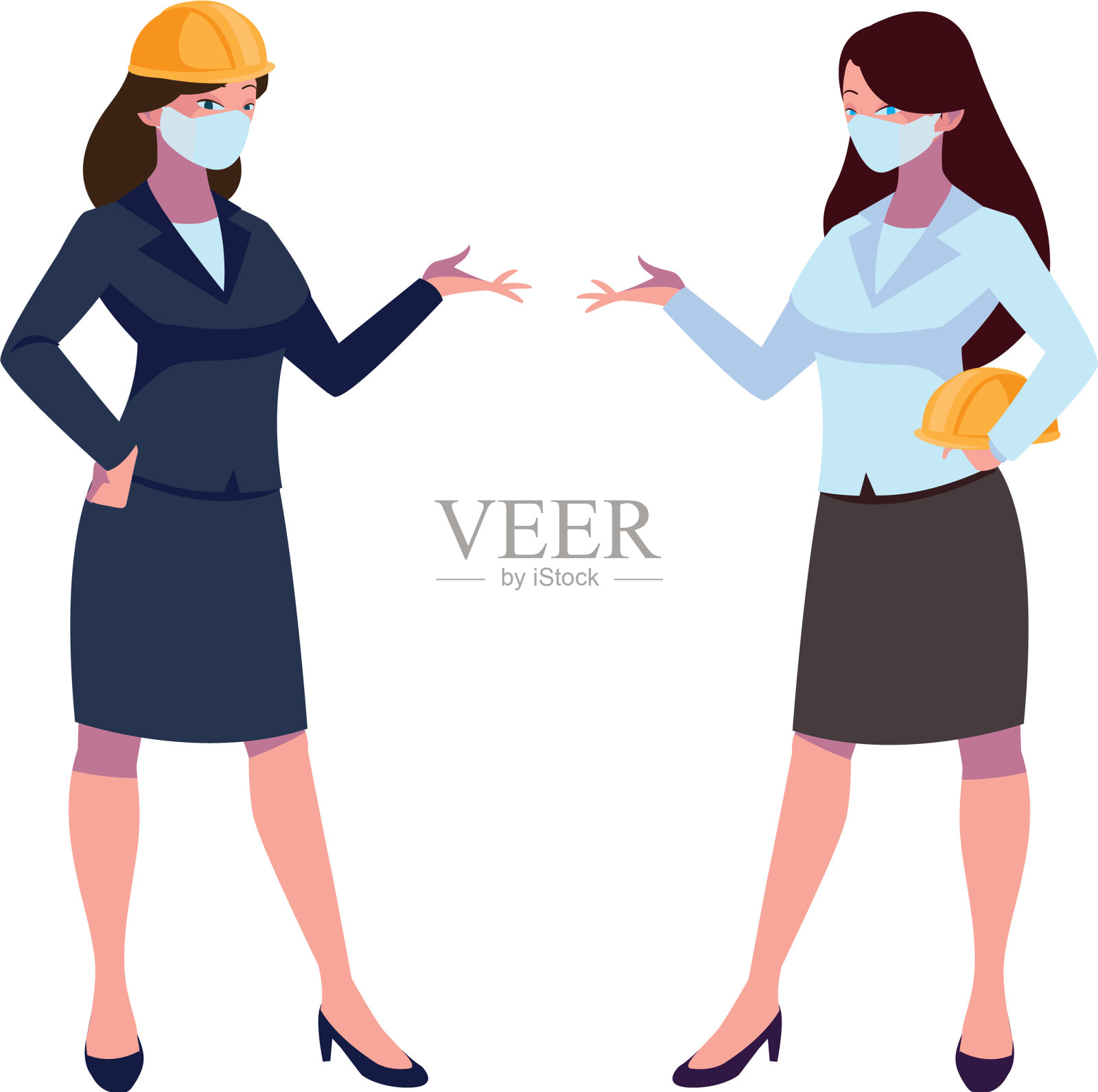 工业女工戴口罩插画图片素材