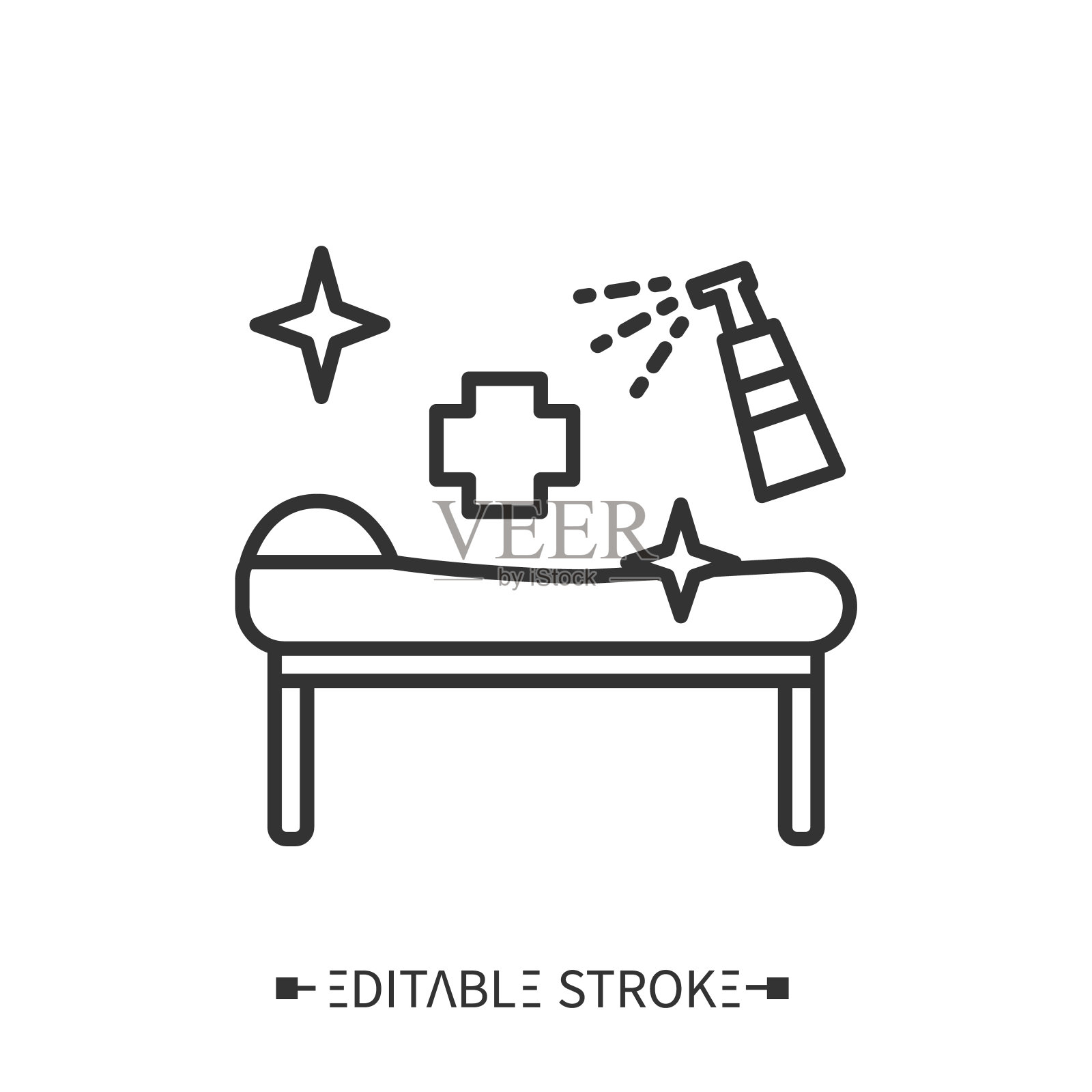 消毒美容诊所线图标。孤立的矢量图。插画图片素材