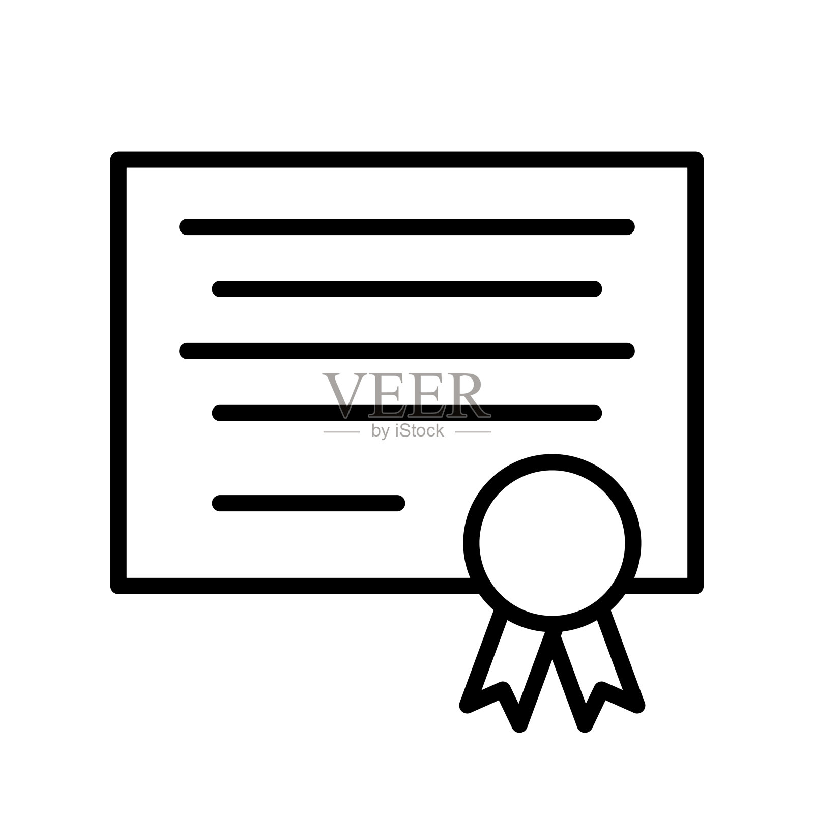 认证图标。黑色文凭与缎带标志隔离。矢量插图。插画图片素材