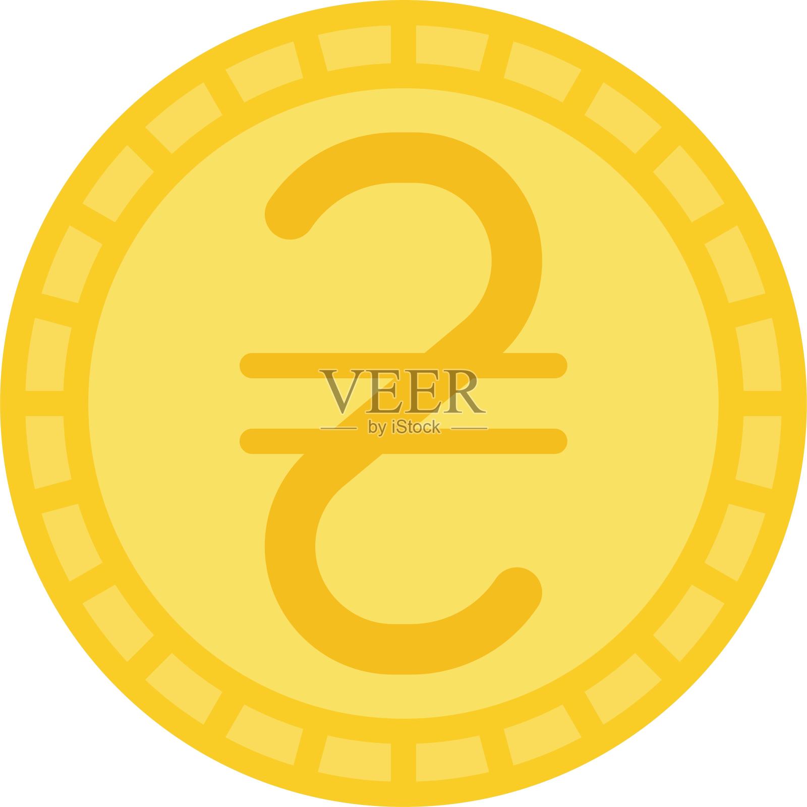 乌克兰格里夫尼亚硬币，乌克兰国家货币插画图片素材