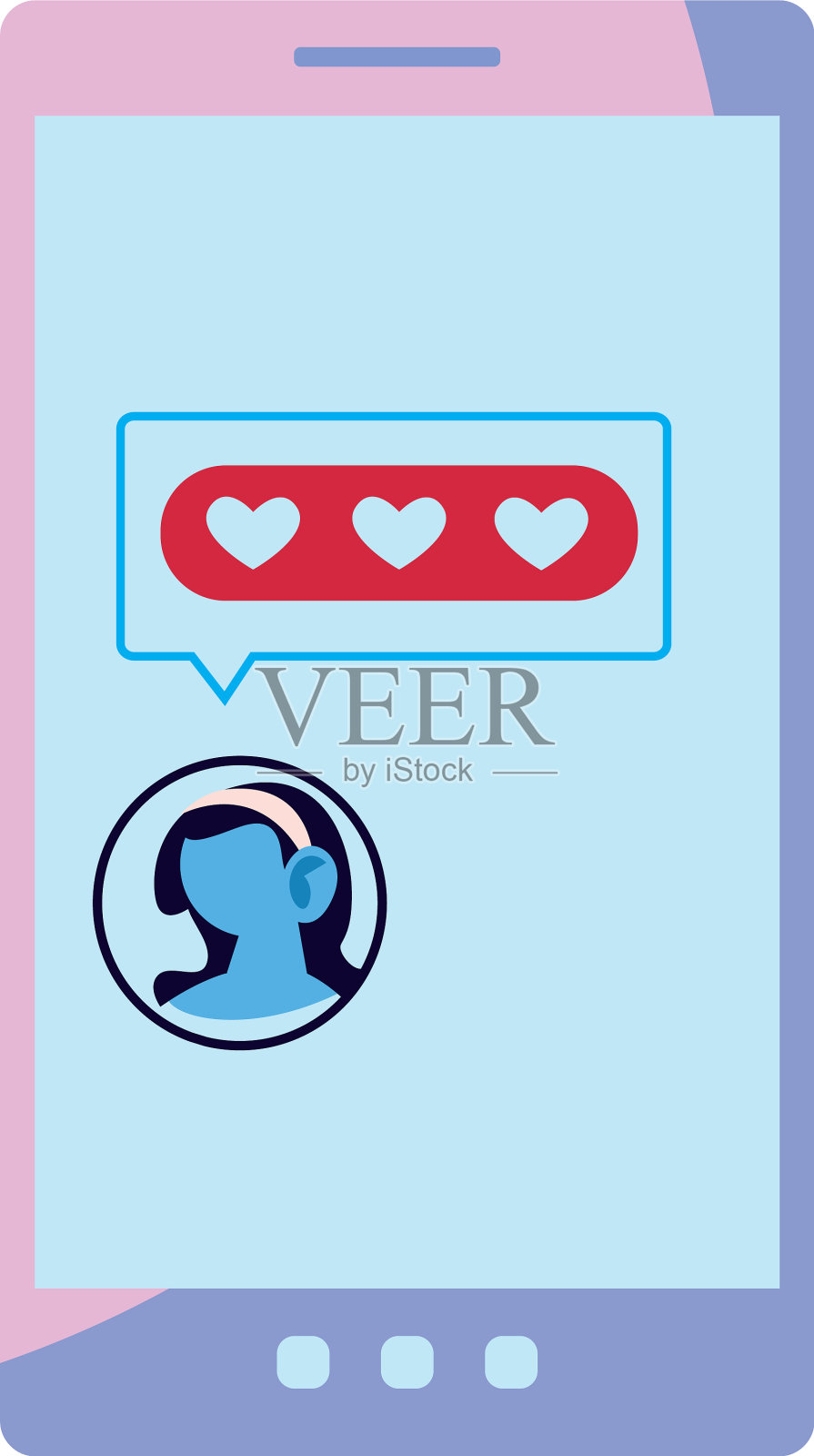 与智能手机和女性头像聊天设计元素图片