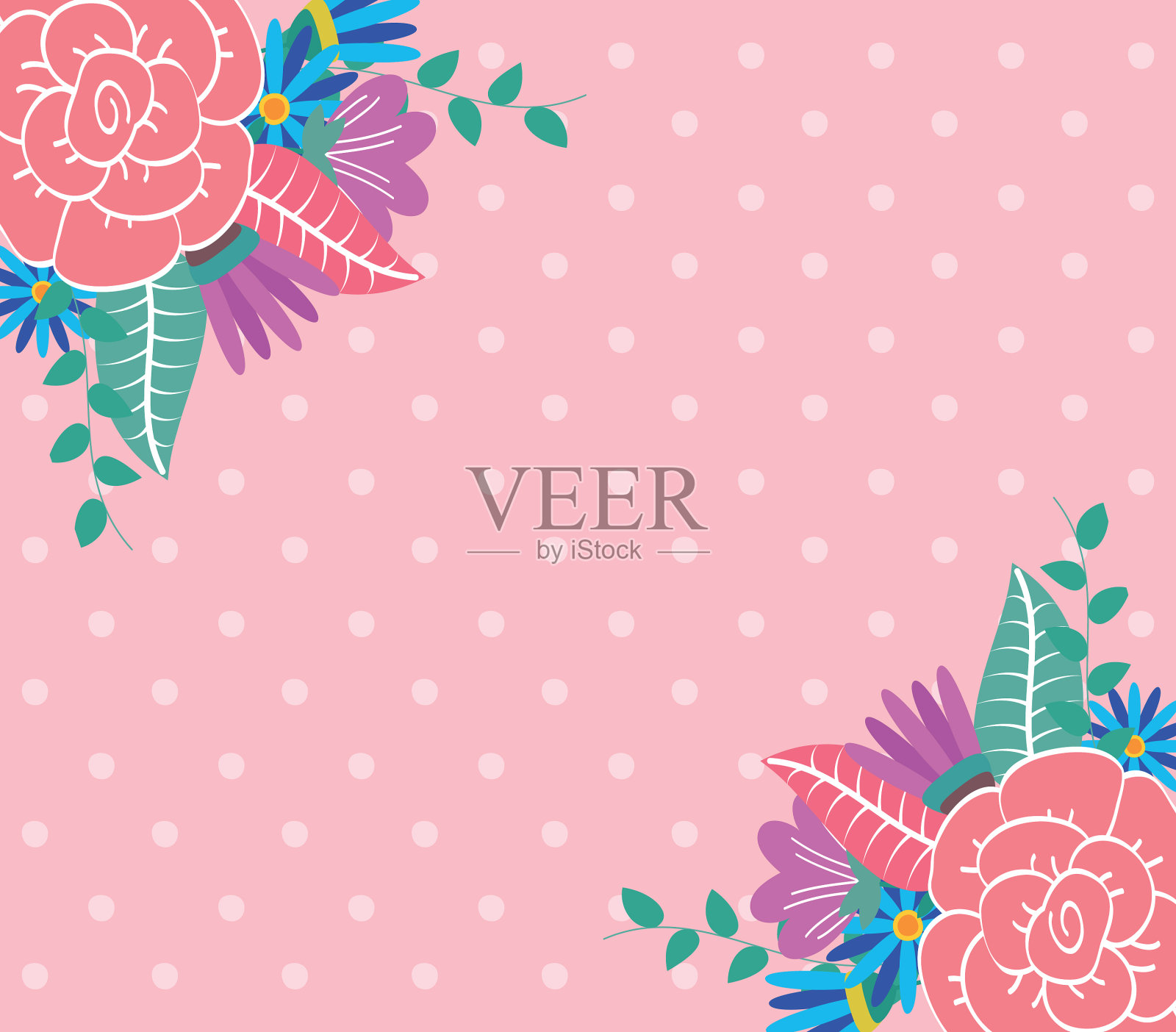 花和叶装饰框架插画图片素材