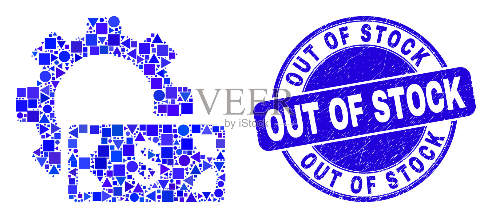 蓝色划出股票印章和财务图标素材