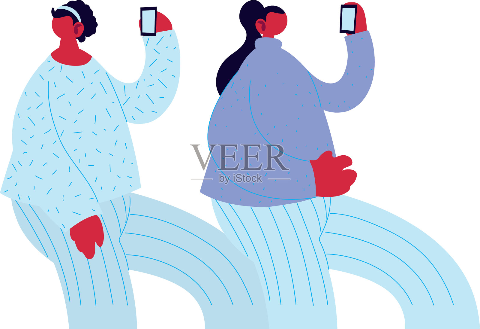 女性卡通与智能手机设计插画图片素材