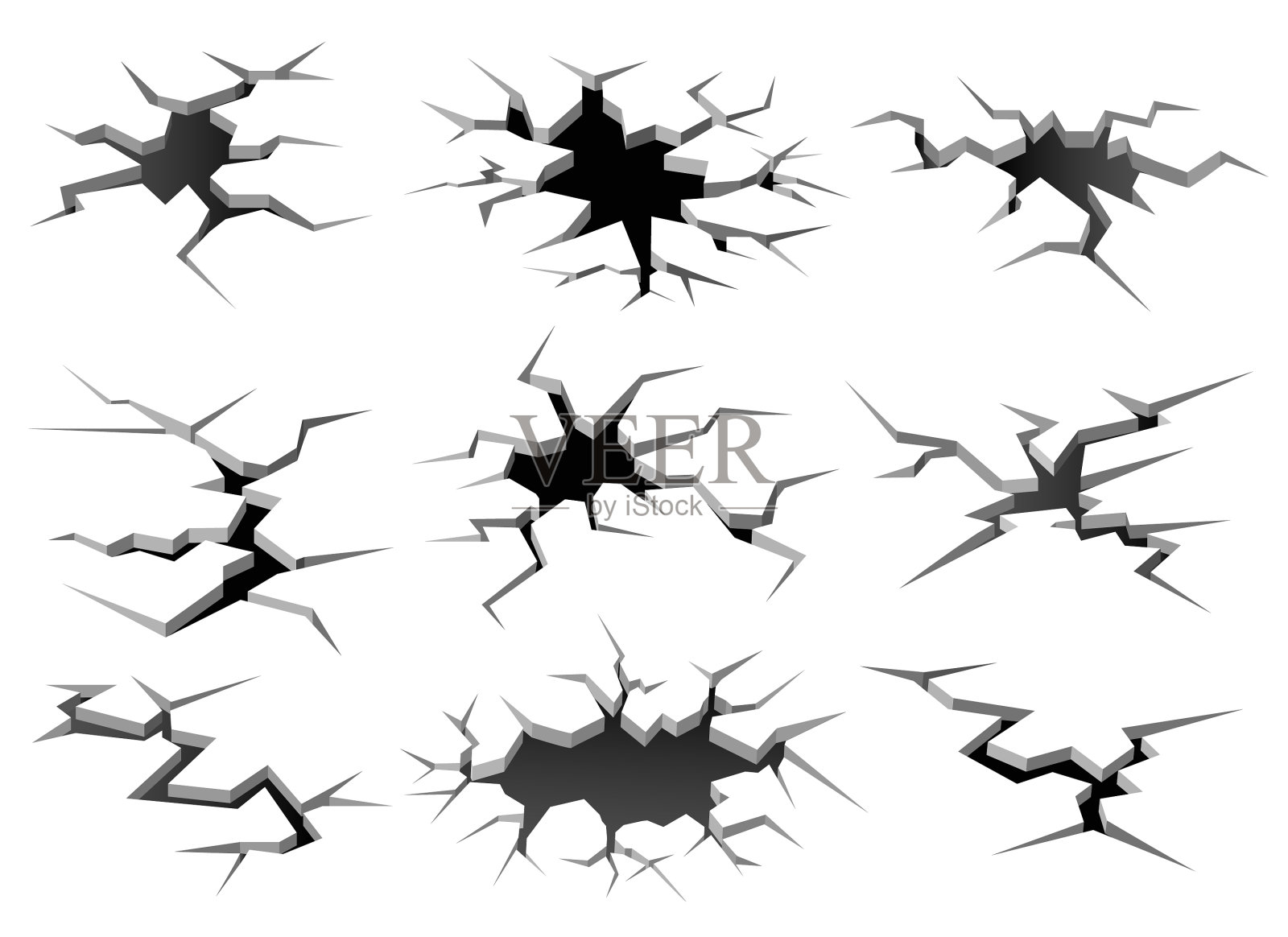 裂纹孔洞纹理集插画图片素材