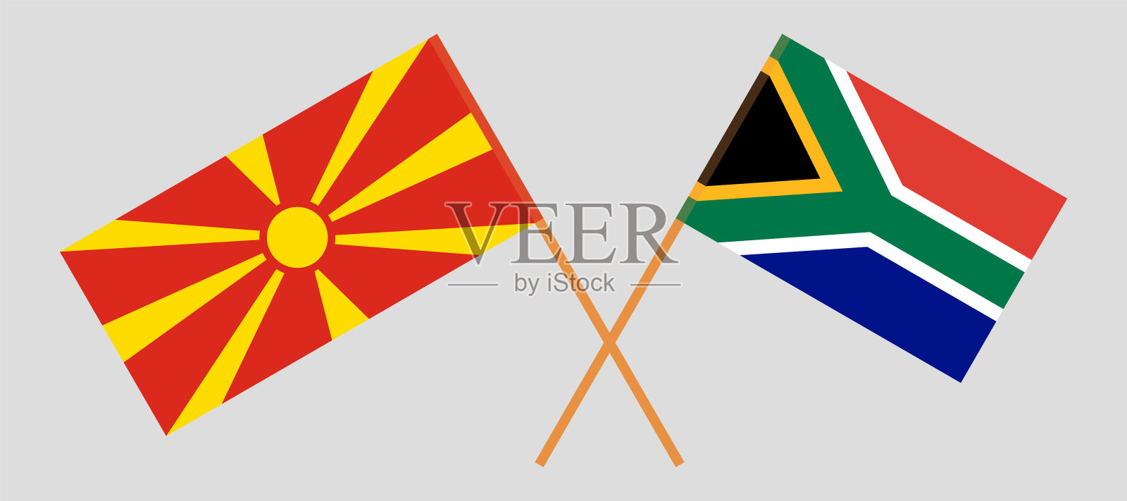 北马其顿和南非共和国的国旗交叉设计元素图片