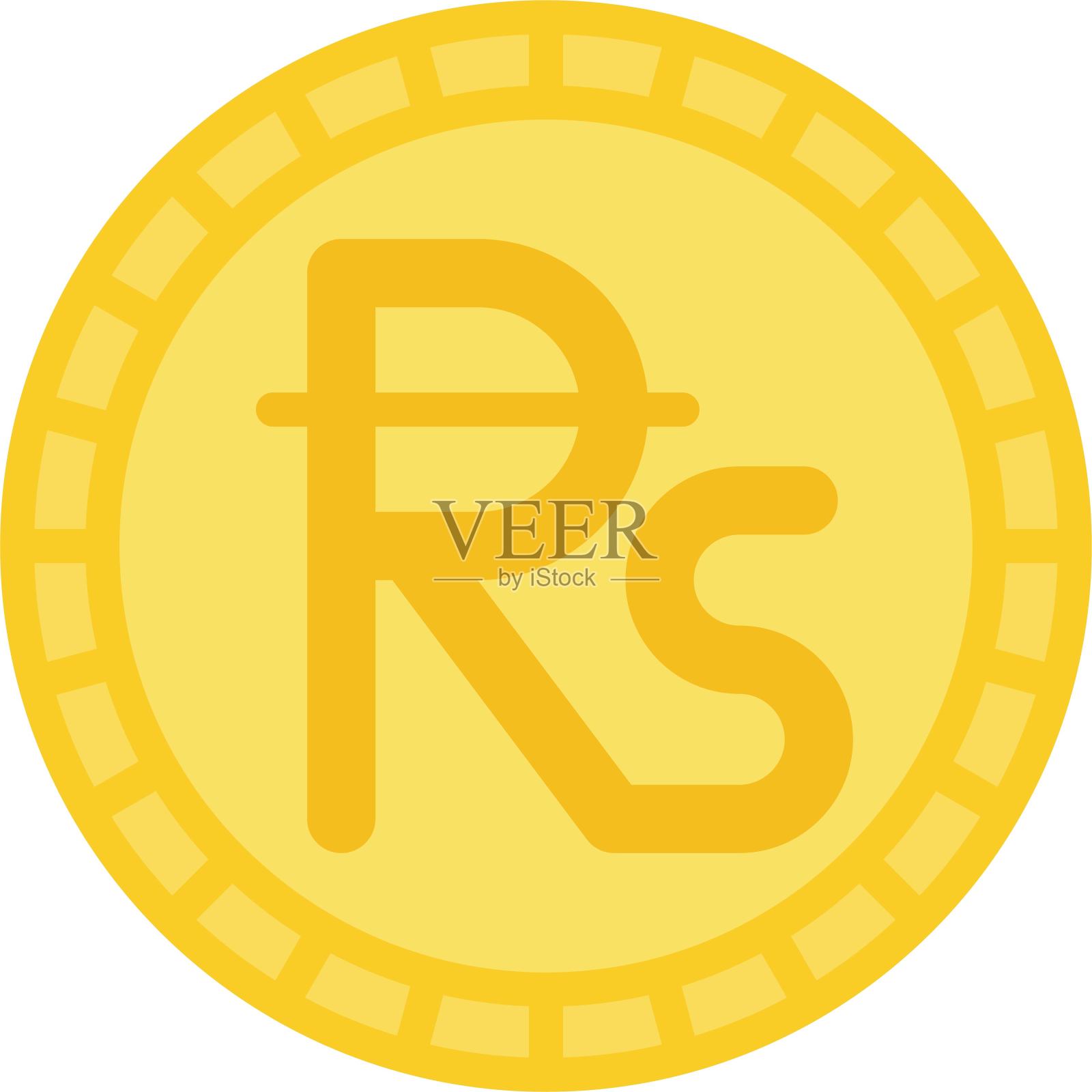 卢比硬币，是许多国家货币的共同名称插画图片素材