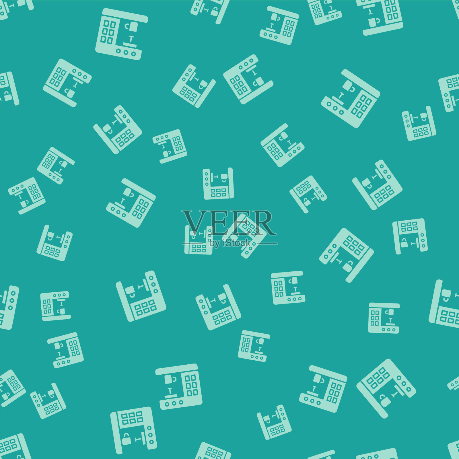 绿咖啡机图标隔离无缝插画图片素材