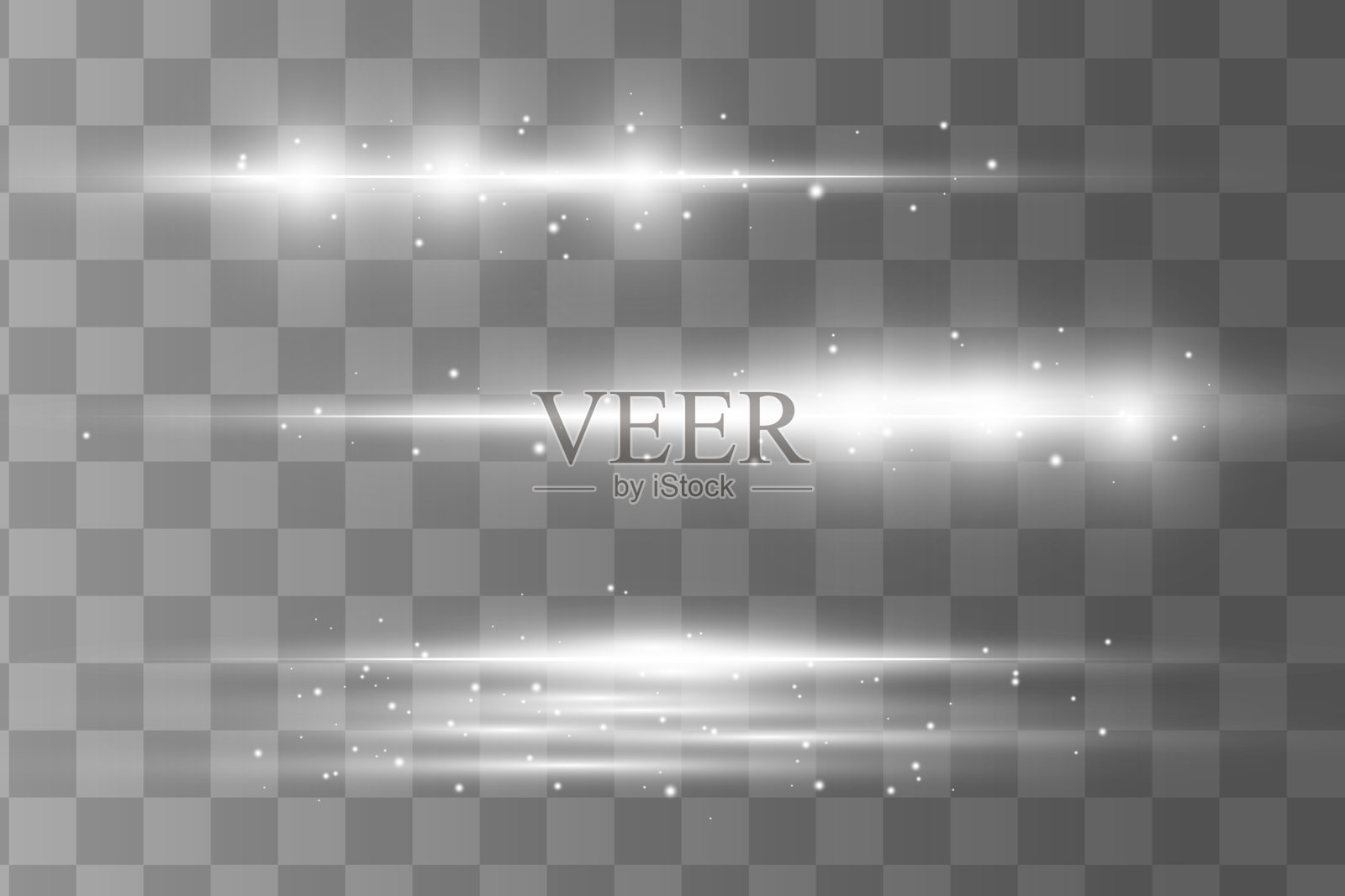 白色发光的光在透明的背景上爆炸。闪闪发光的神奇尘埃颗粒。明亮的恒星。透明的阳光，明亮的闪光。向量闪光。使闪光集中插画图片素材