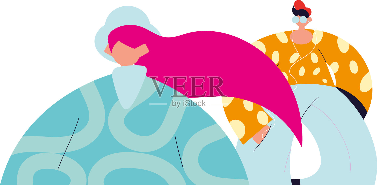 都市男女卡通与休闲服装插画图片素材