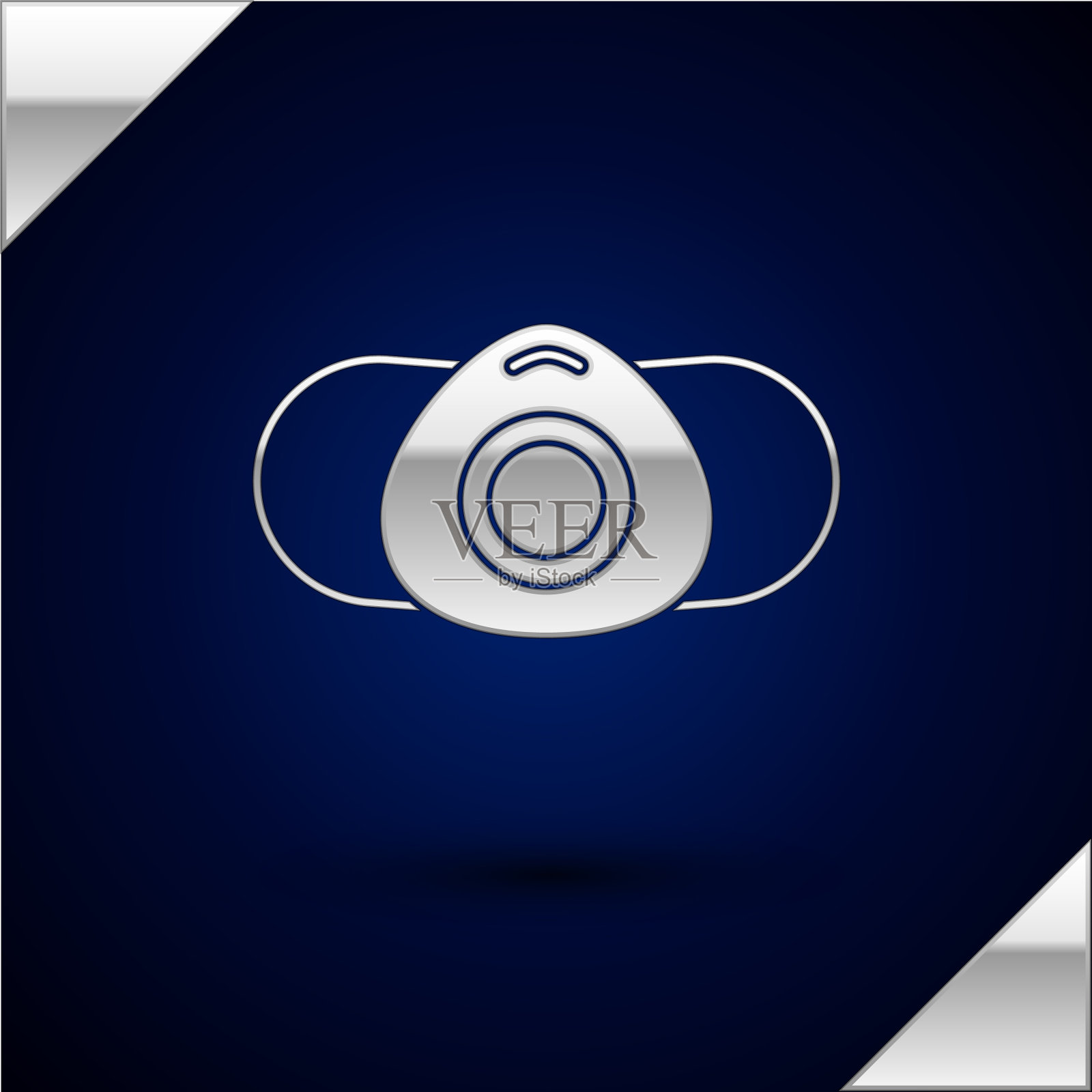 银色医用防护面具图标隔离上插画图片素材