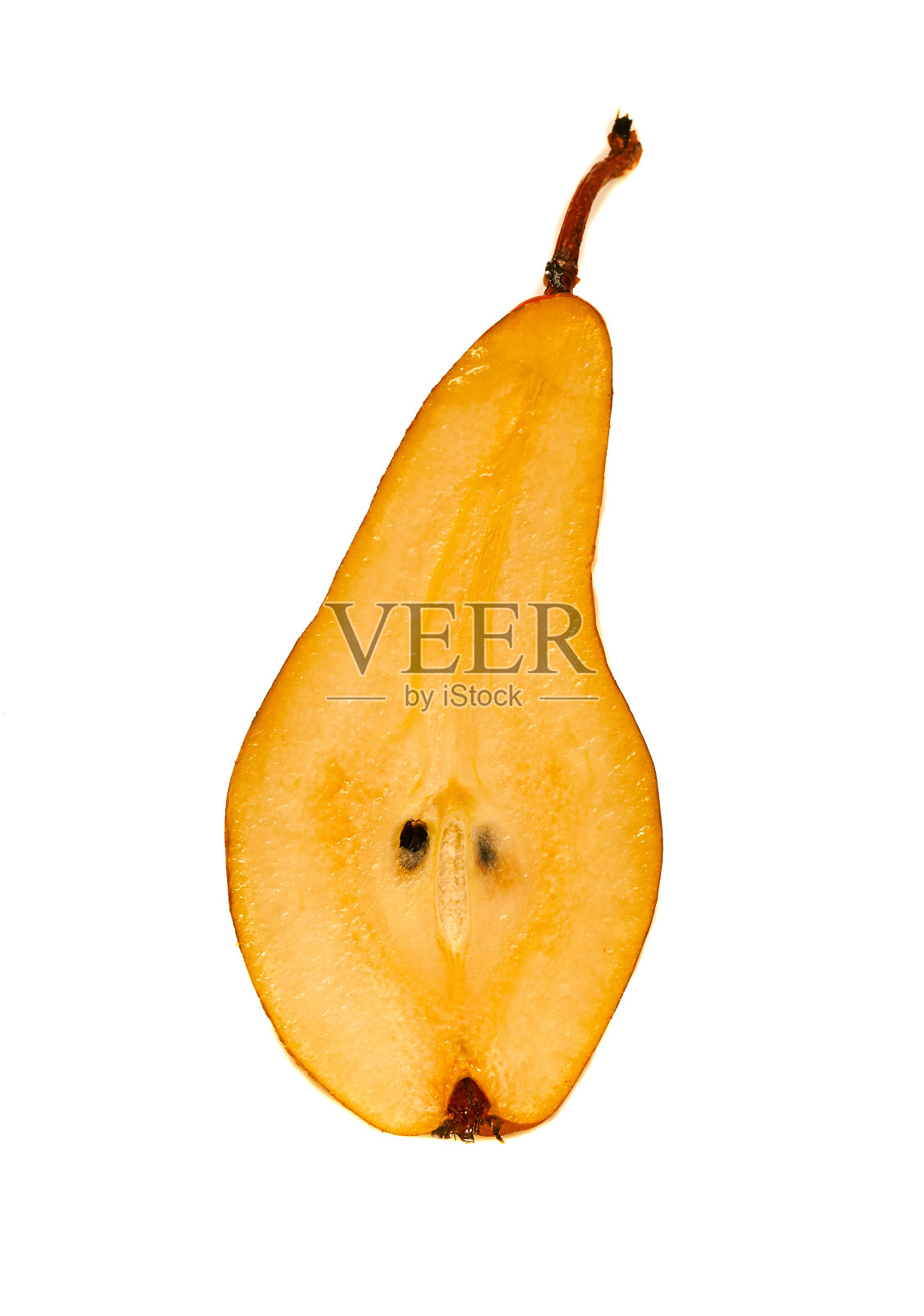 梨子躺在白色的背景上照片摄影图片