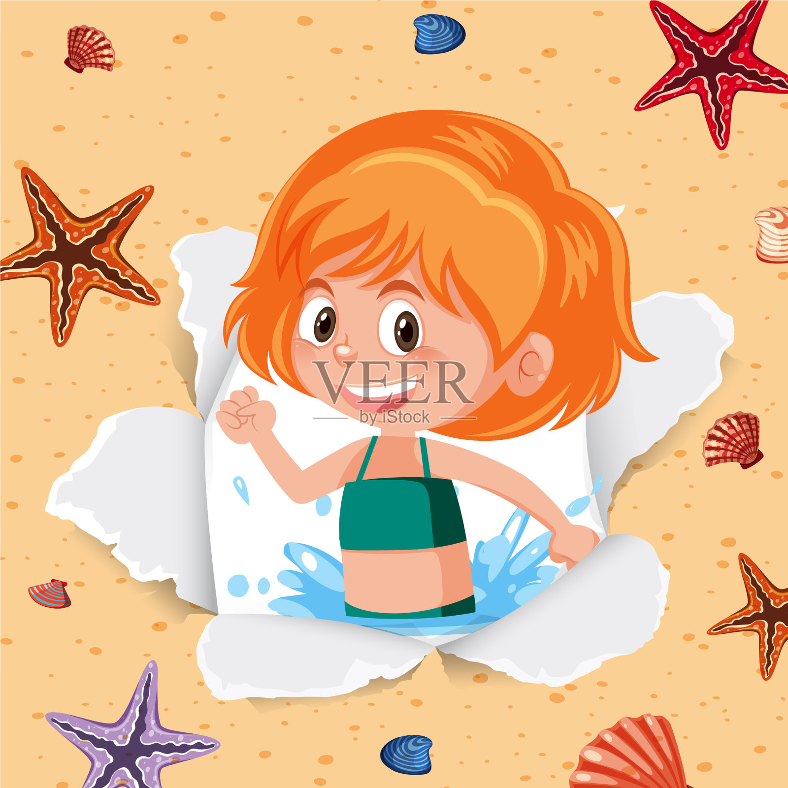 背景模板设计与快乐女孩插画图片素材