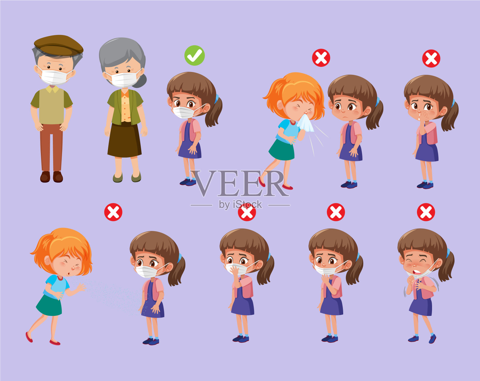 树立正确和错误的方式来保护自己插画图片素材