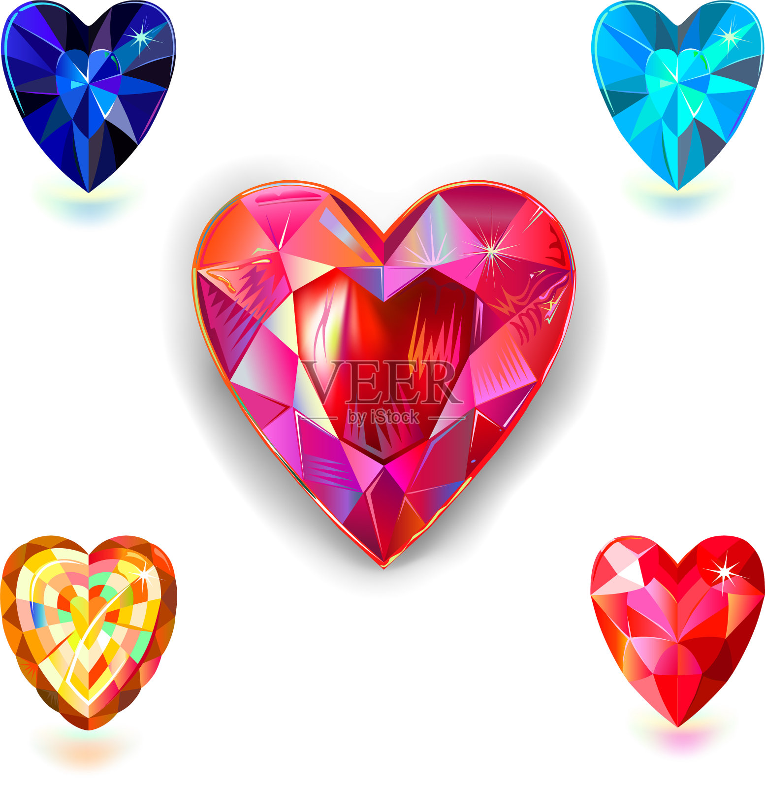 心切割宝石形状设置孤立在白色设计元素图片