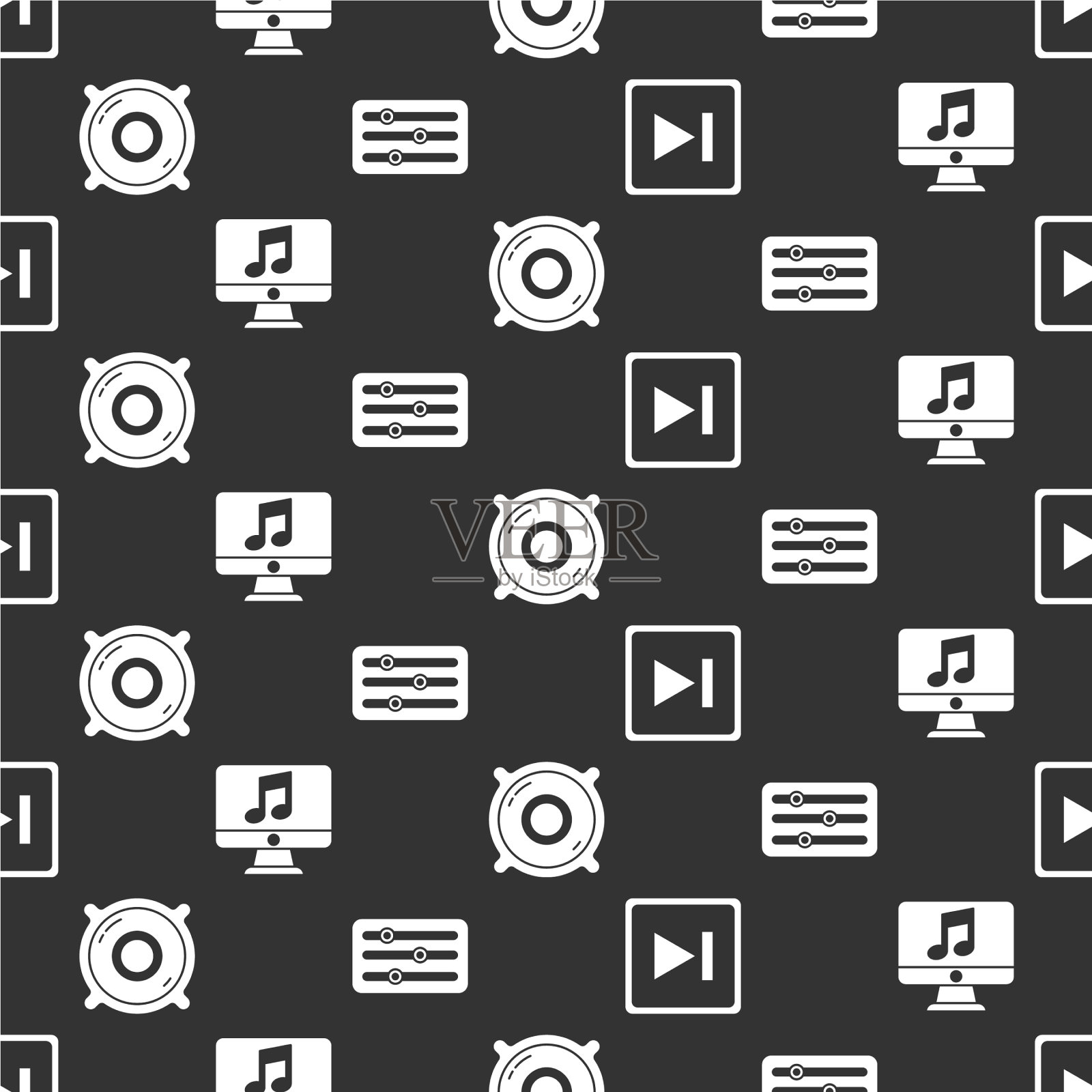 设置快进电脑与音乐音符立体声图标素材