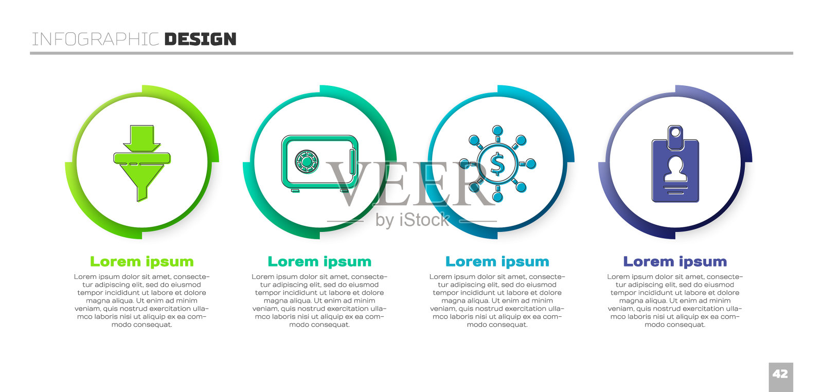 设置销售漏斗与箭头安全美元份额插画图片素材