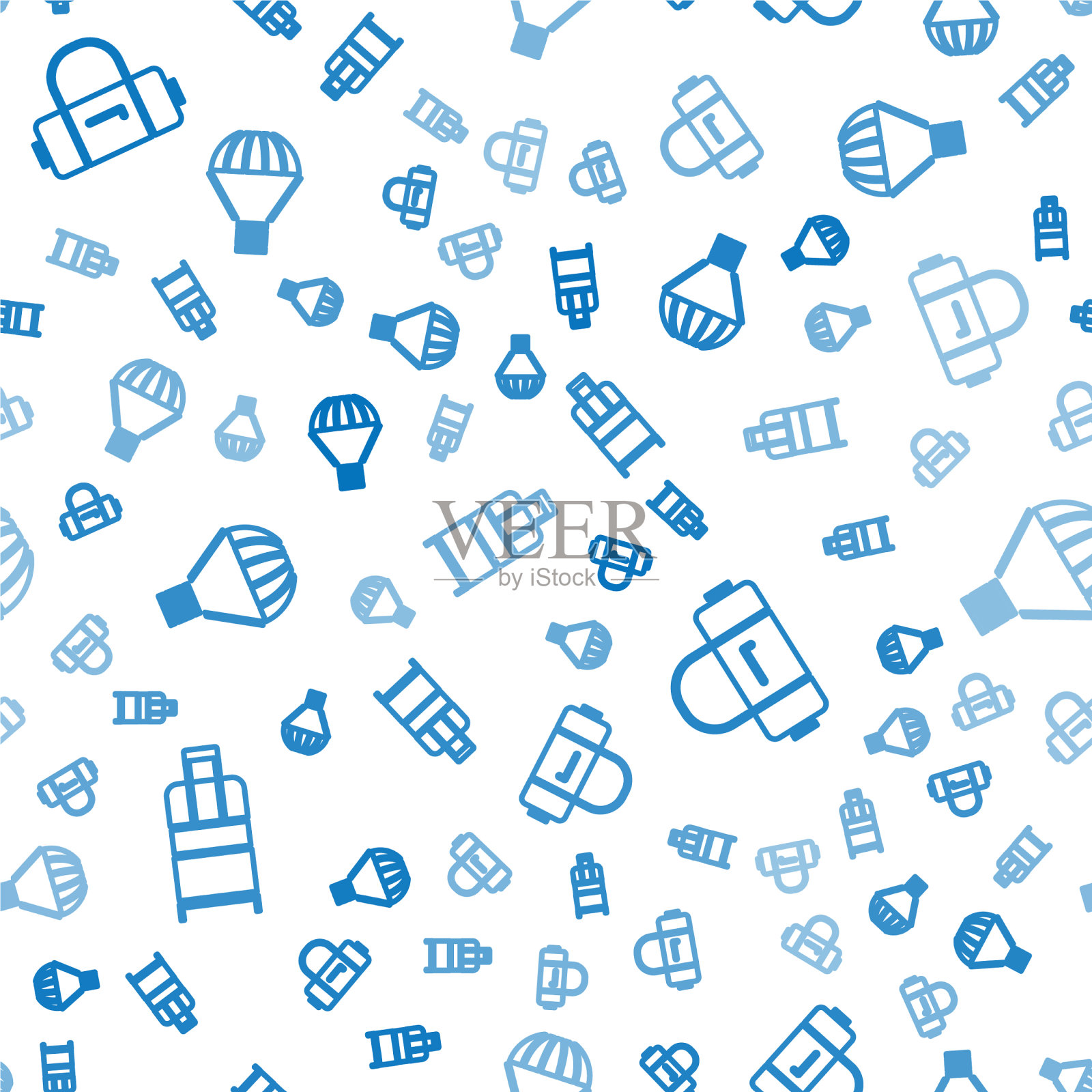 设定等距手提箱手提箱和箱子飞起来图标素材