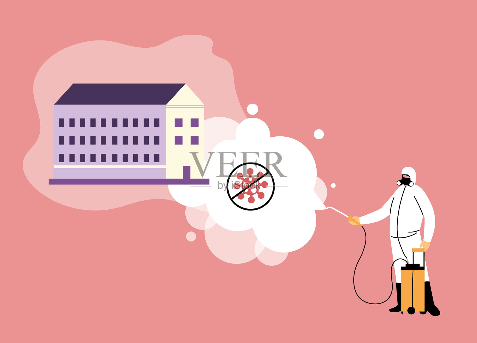 穿西装的人在消毒机构covid - 19插画图片素材