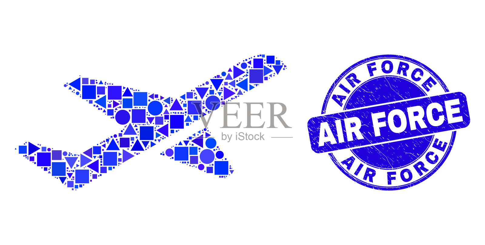 空军海豹突击队和飞机起飞插画图片素材