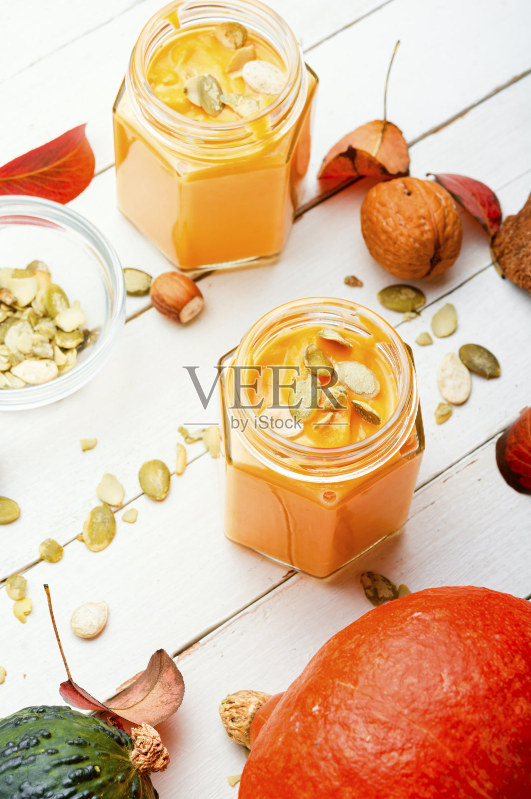 秋天的南瓜奶昔饮料照片摄影图片