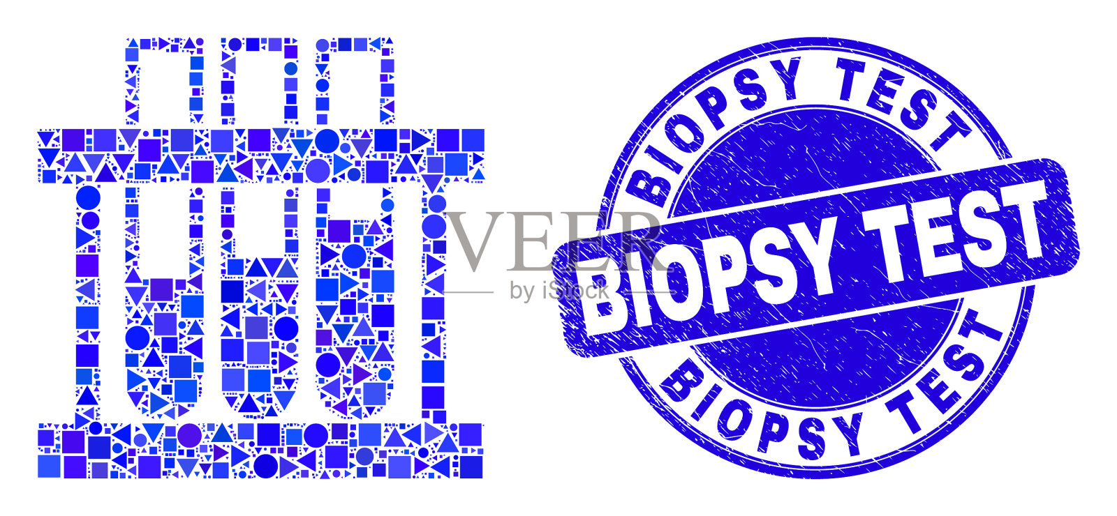 蓝色垃圾活组织检查印章印章和化学药品插画图片素材