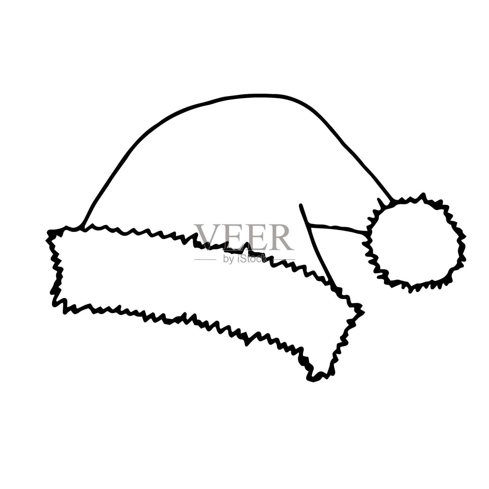 圣诞老人的帽子孤立在白色手绘灯设计元素图片