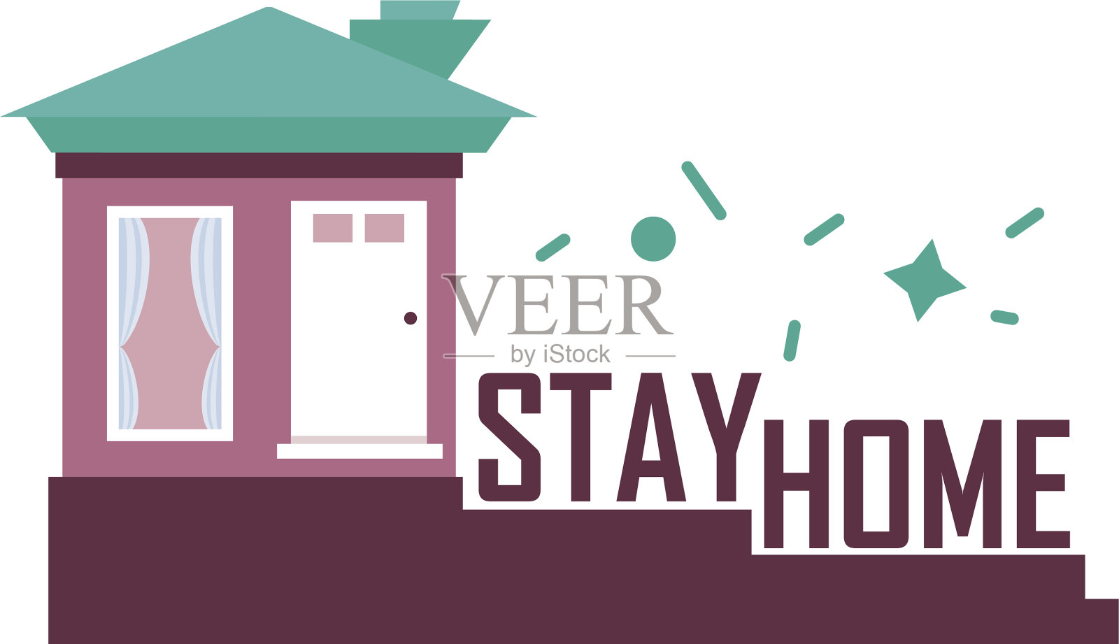 待在前台的家里插画图片素材