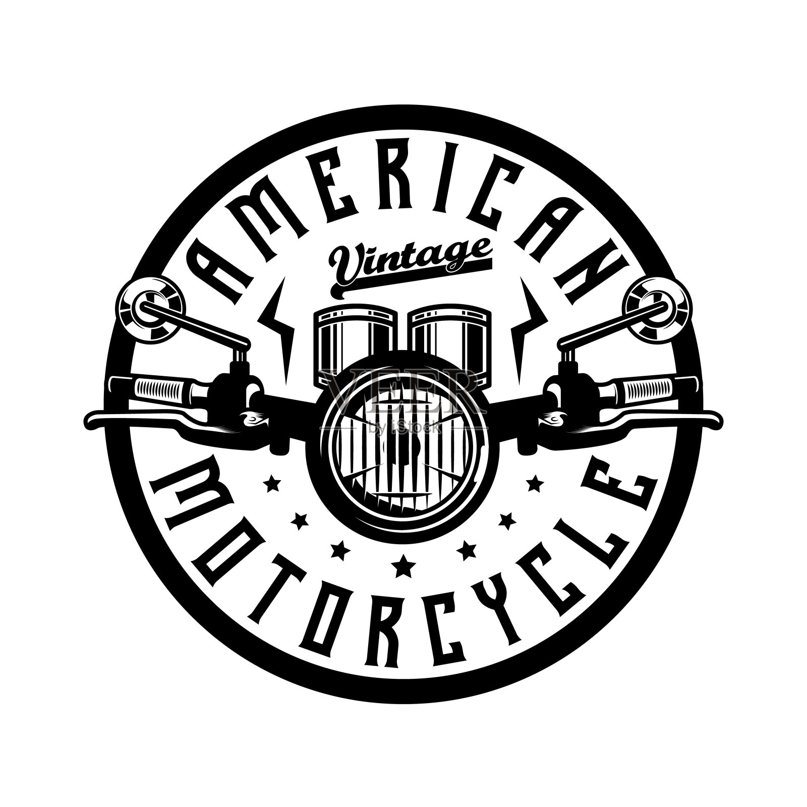 美国定制摩托车复古徽章徽章插画图片素材