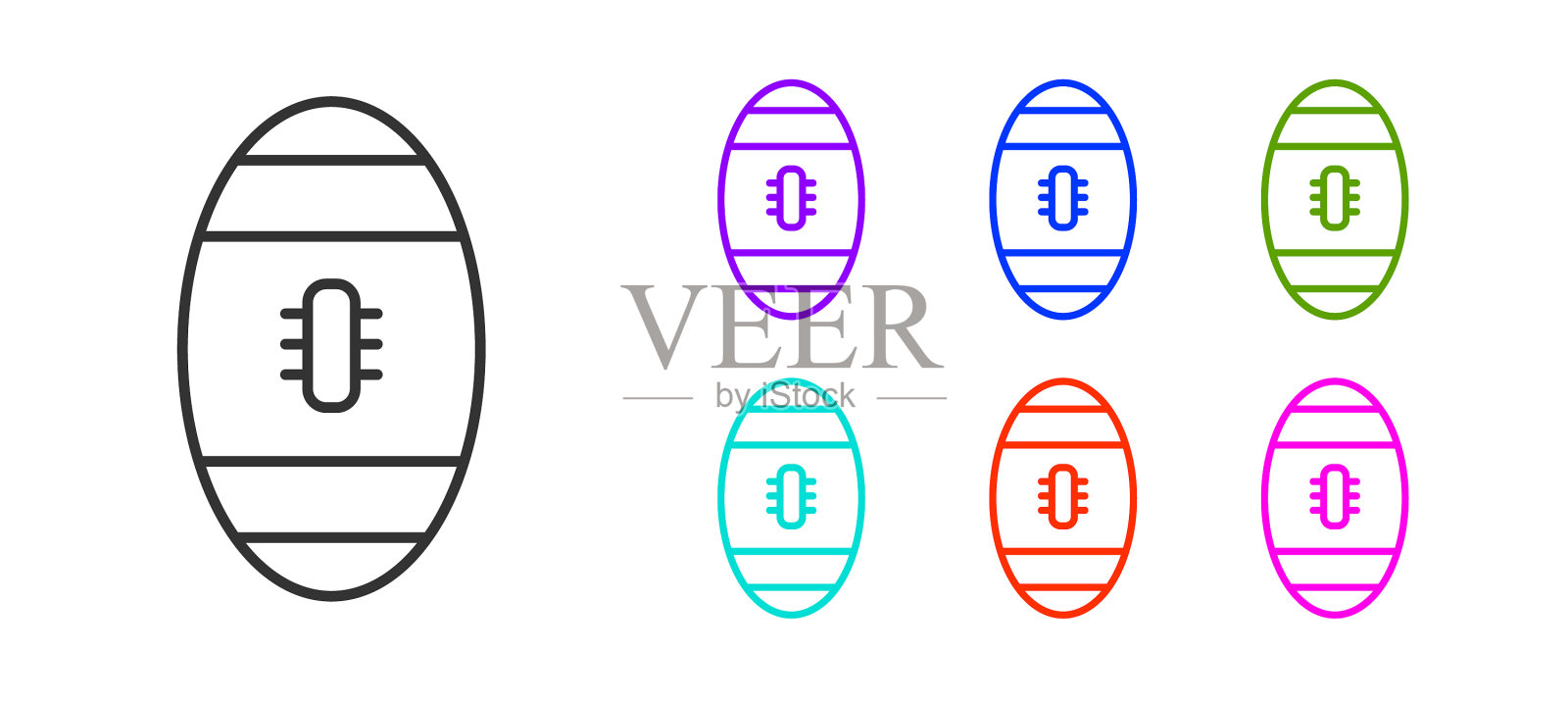 美国橄榄球黑线图标孤立上插画图片素材