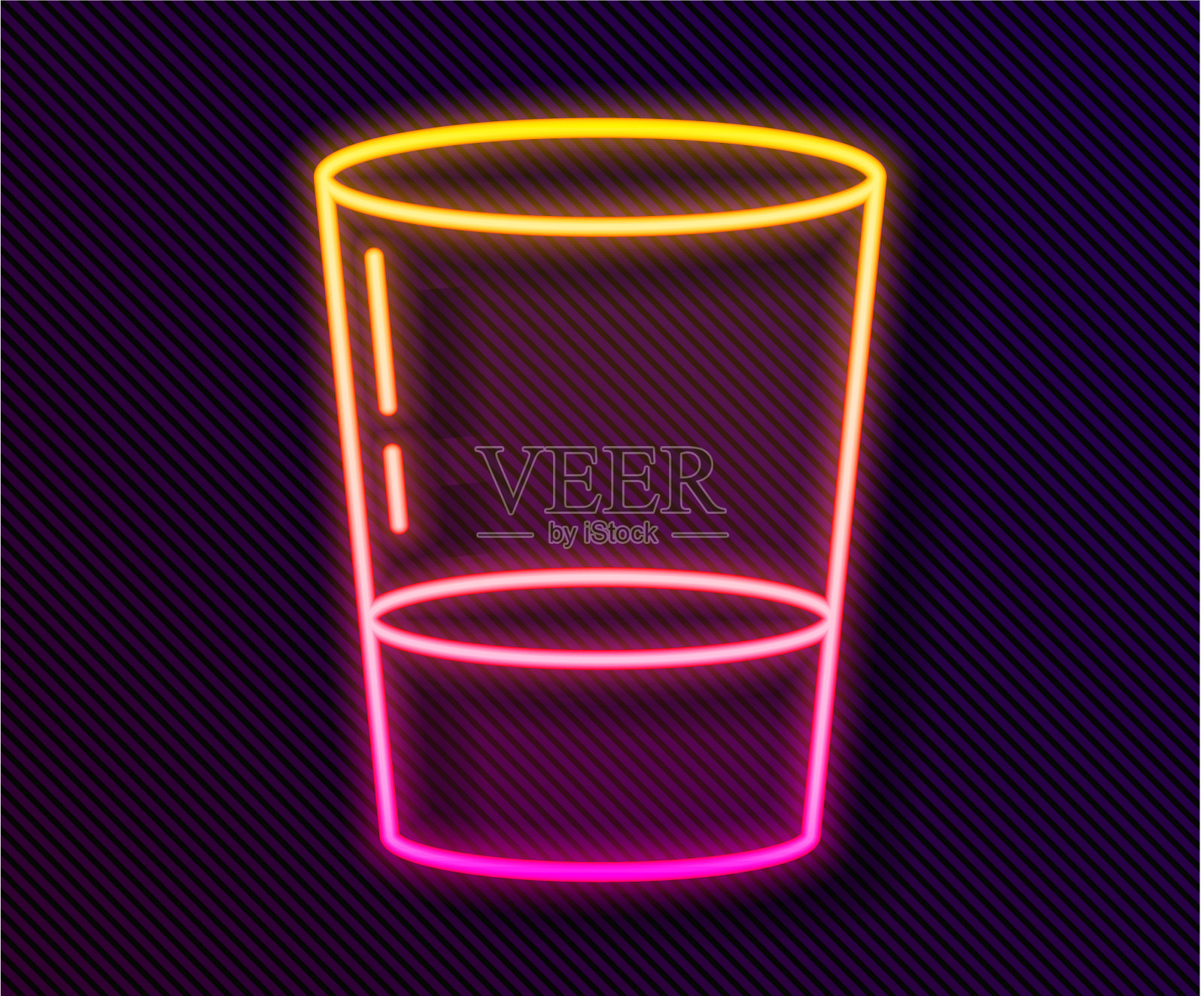 发光的霓虹灯线玻璃与水图标隔离插画图片素材