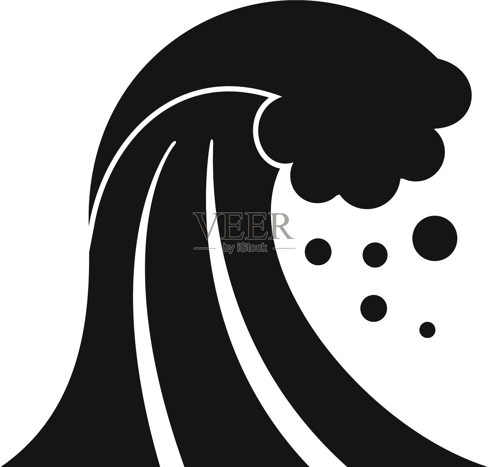 破坏海啸图标简单的风格设计元素图片