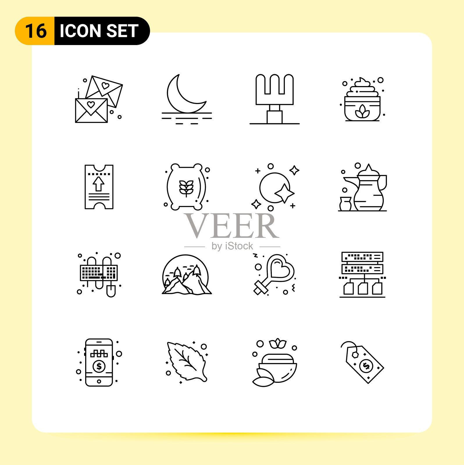 可编辑线包装16简单轮廓面粉插画图片素材