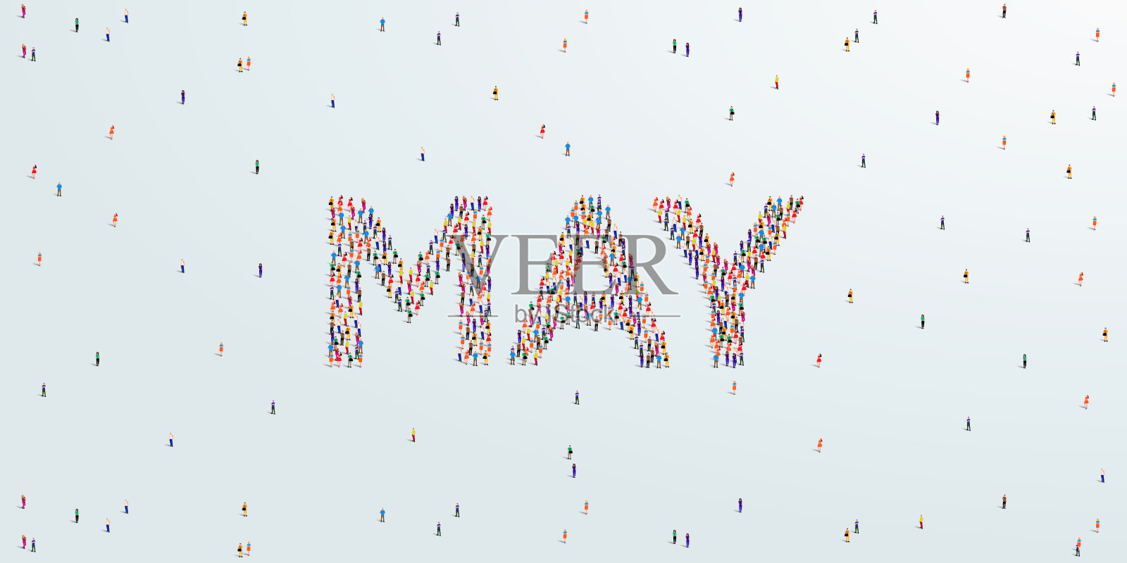 5月。五月是由一大群人组成的。矢量插图。插画图片素材