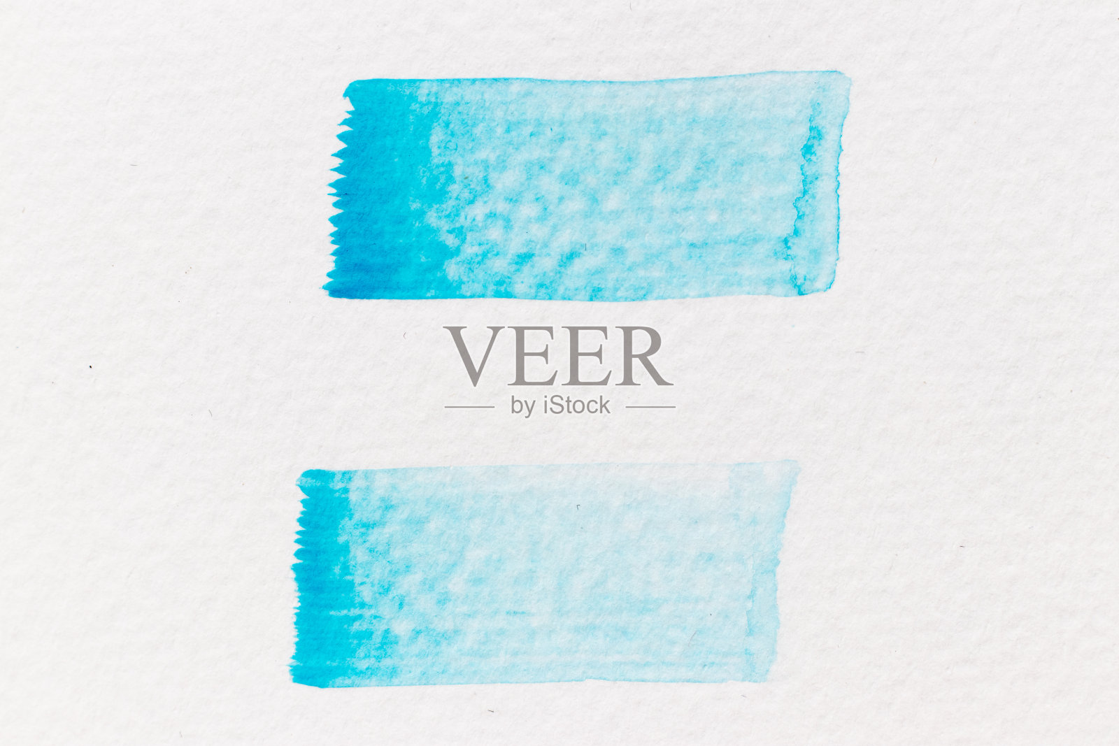 蓝色水彩手绘线刷在白纸背景照片摄影图片